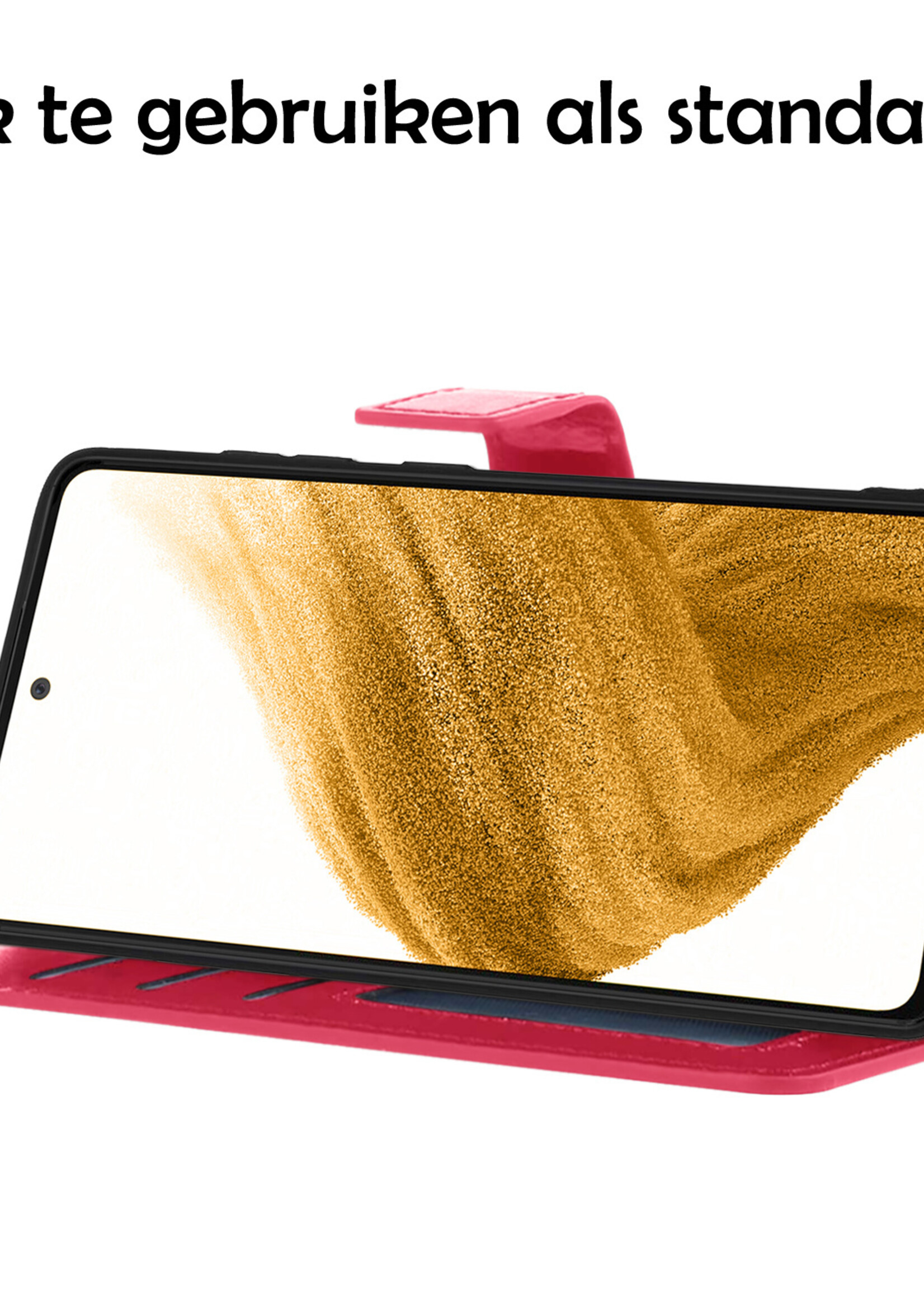 LUQ Hoesje Geschikt voor Samsung A53 Hoesje Book Case Hoes Wallet Cover - Hoes Geschikt voor Samsung Galaxy A53 Hoesje Bookcase Hoes - Donkerroze