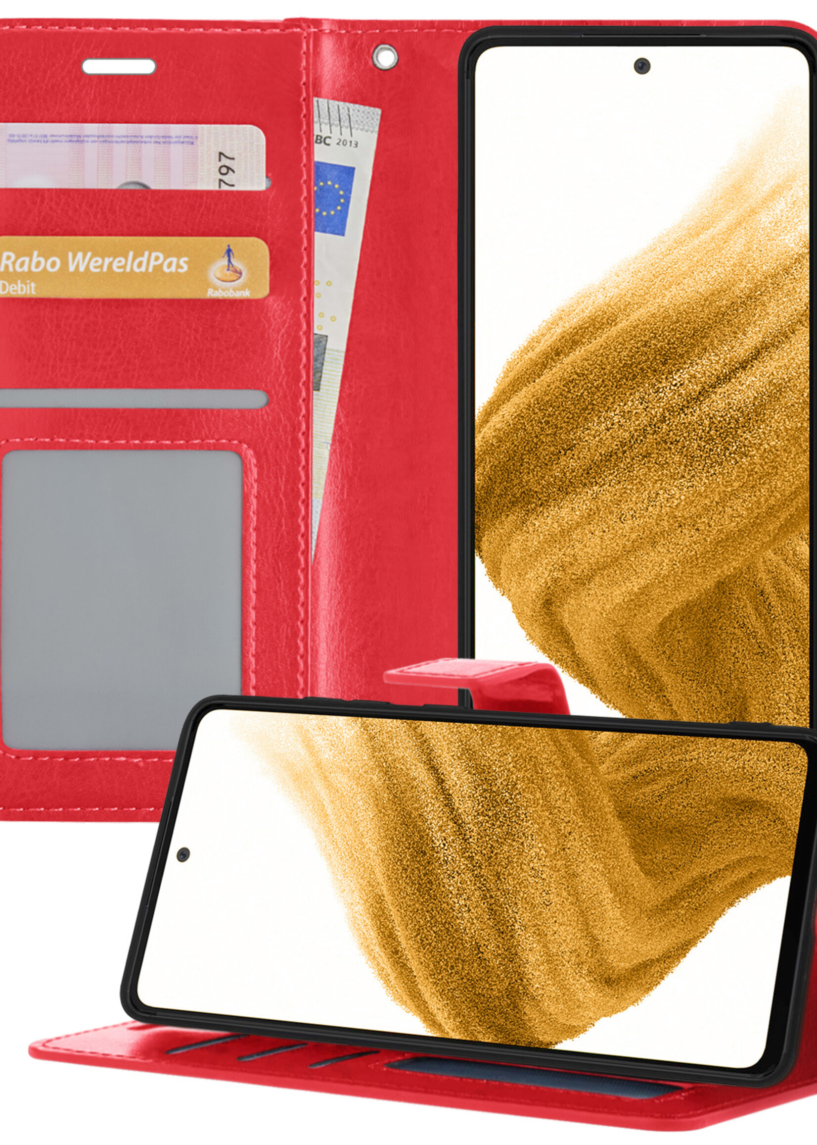 LUQ Hoesje Geschikt voor Samsung A53 Hoesje Book Case Hoes Wallet Cover - Hoes Geschikt voor Samsung Galaxy A53 Hoesje Bookcase Hoes - Rood