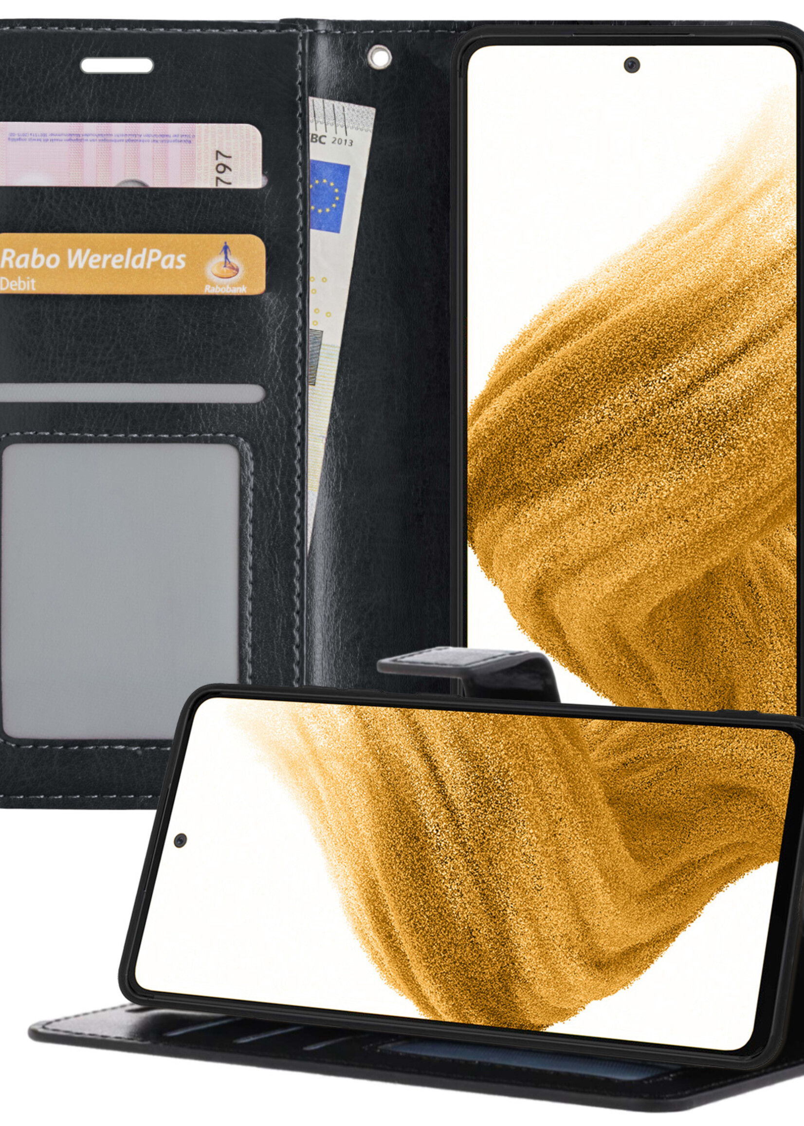 LUQ Hoesje Geschikt voor Samsung A53 Hoesje Book Case Hoes Wallet Cover - Hoes Geschikt voor Samsung Galaxy A53 Hoesje Bookcase Hoes - Zwart