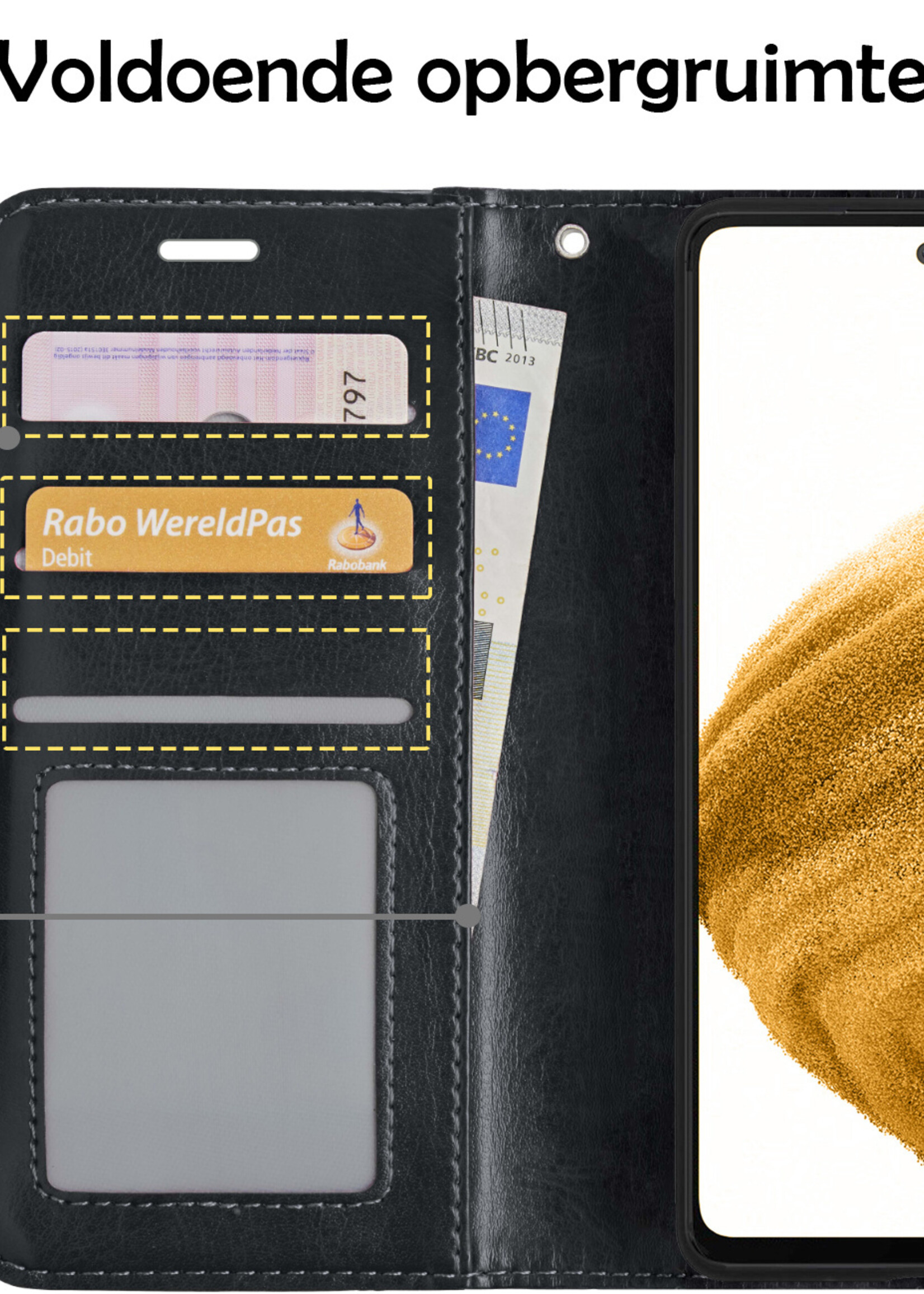 LUQ Hoesje Geschikt voor Samsung A53 Hoesje Book Case Hoes Wallet Cover - Hoes Geschikt voor Samsung Galaxy A53 Hoesje Bookcase Hoes - Zwart