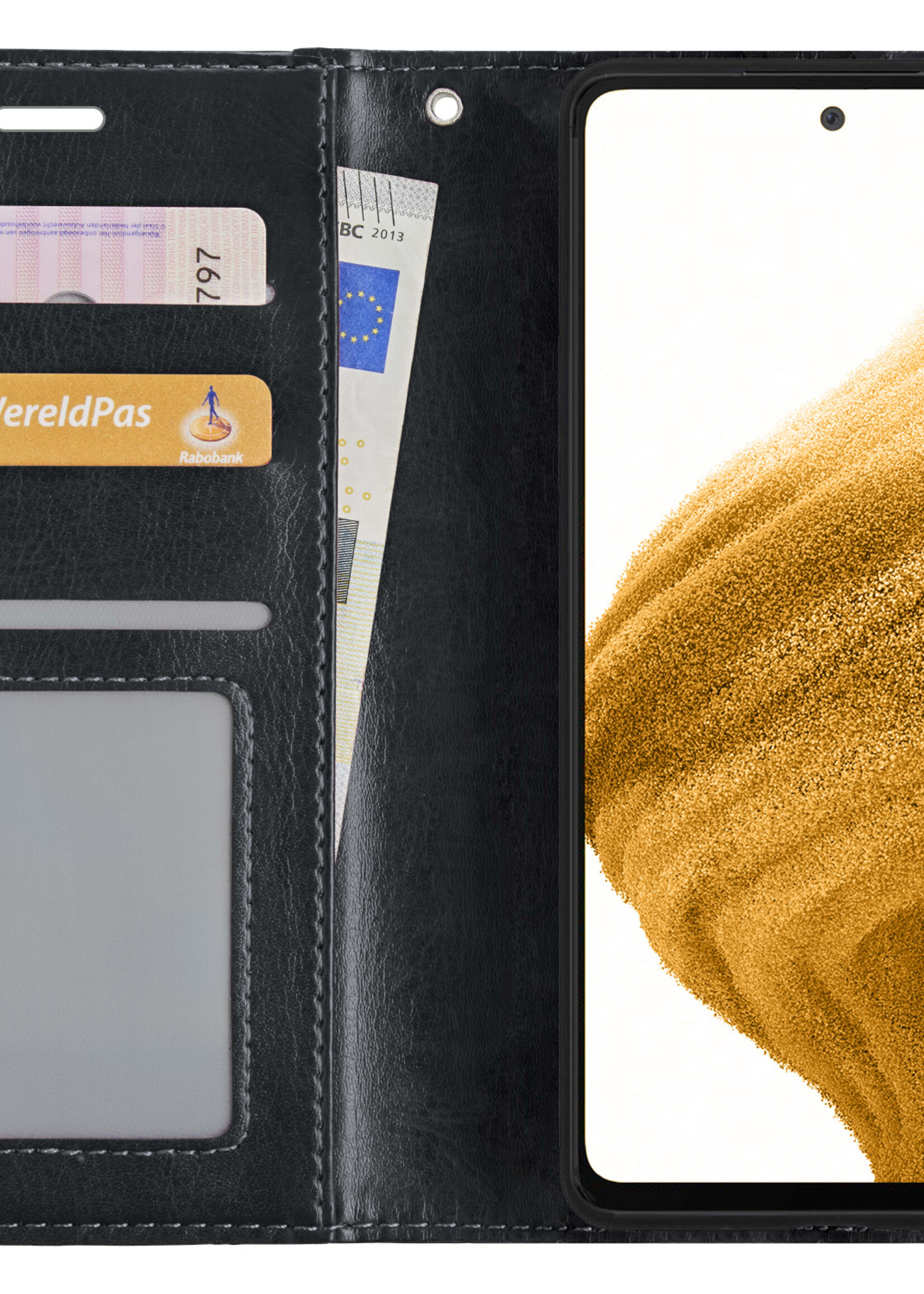LUQ Hoesje Geschikt voor Samsung A53 Hoesje Book Case Hoes Wallet Cover - Hoes Geschikt voor Samsung Galaxy A53 Hoesje Bookcase Hoes - Zwart