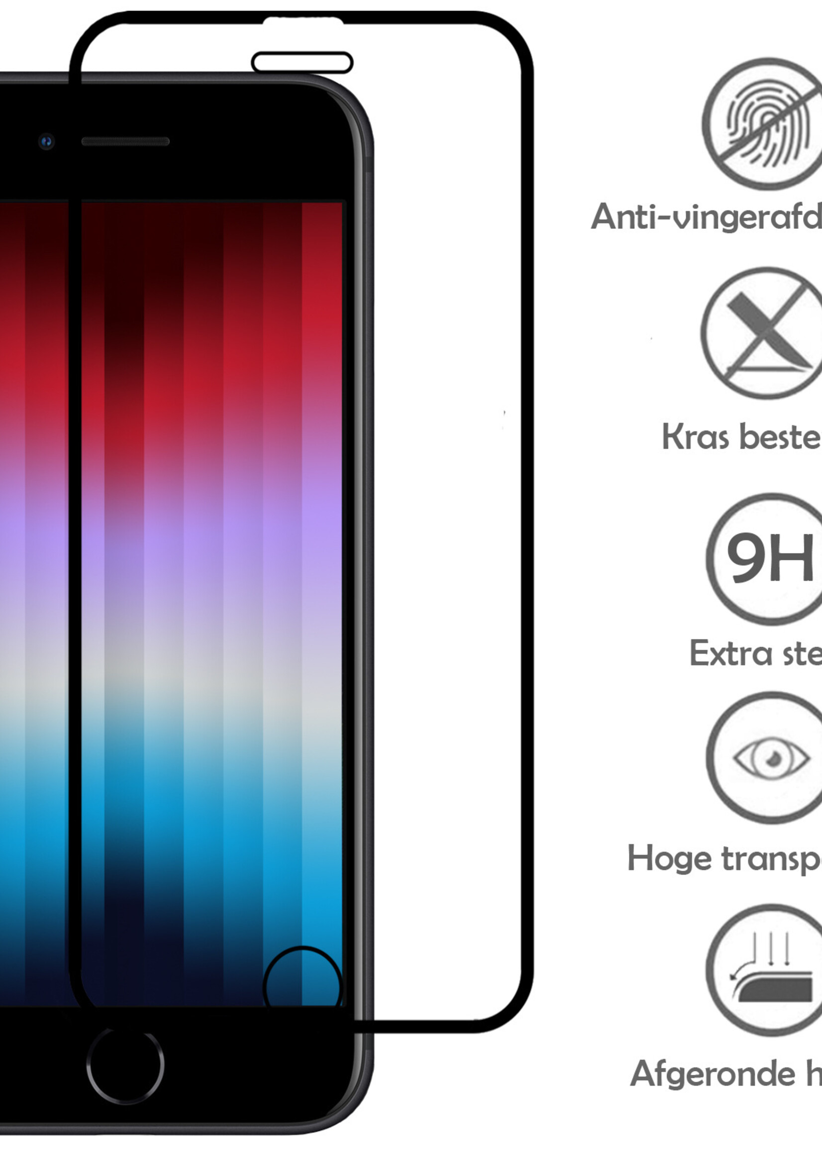 LUQ Screenprotector Geschikt voor iPhone SE 2022 Screenprotector Glas Full Cover - Screenprotector Geschikt voor iPhone SE (2022) Screenprotector Full Cover - 3 Stuks