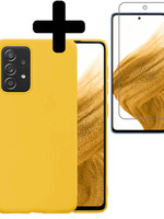 LUQ LUQ Samsung Galaxy A53 Hoesje Siliconen Met Screenprotector - Geel