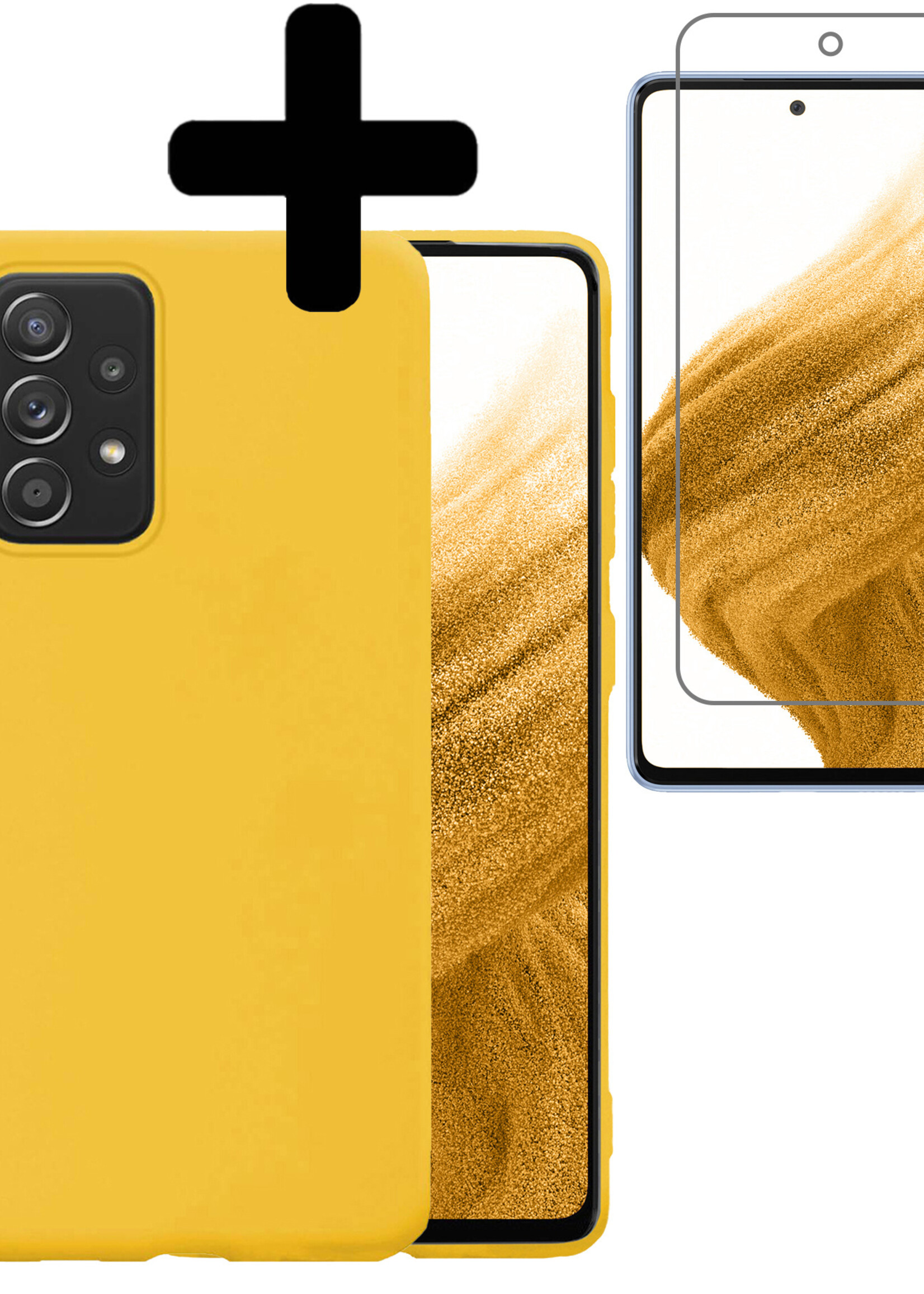 LUQ Hoesje Geschikt voor Samsung A53 Hoesje Siliconen Case Met Screenprotector - Hoes Geschikt voor Samsung Galaxy A53 Hoes Siliconen - Geel