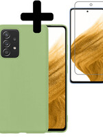LUQ LUQ Samsung Galaxy A53 Hoesje Siliconen Met Screenprotector - Groen