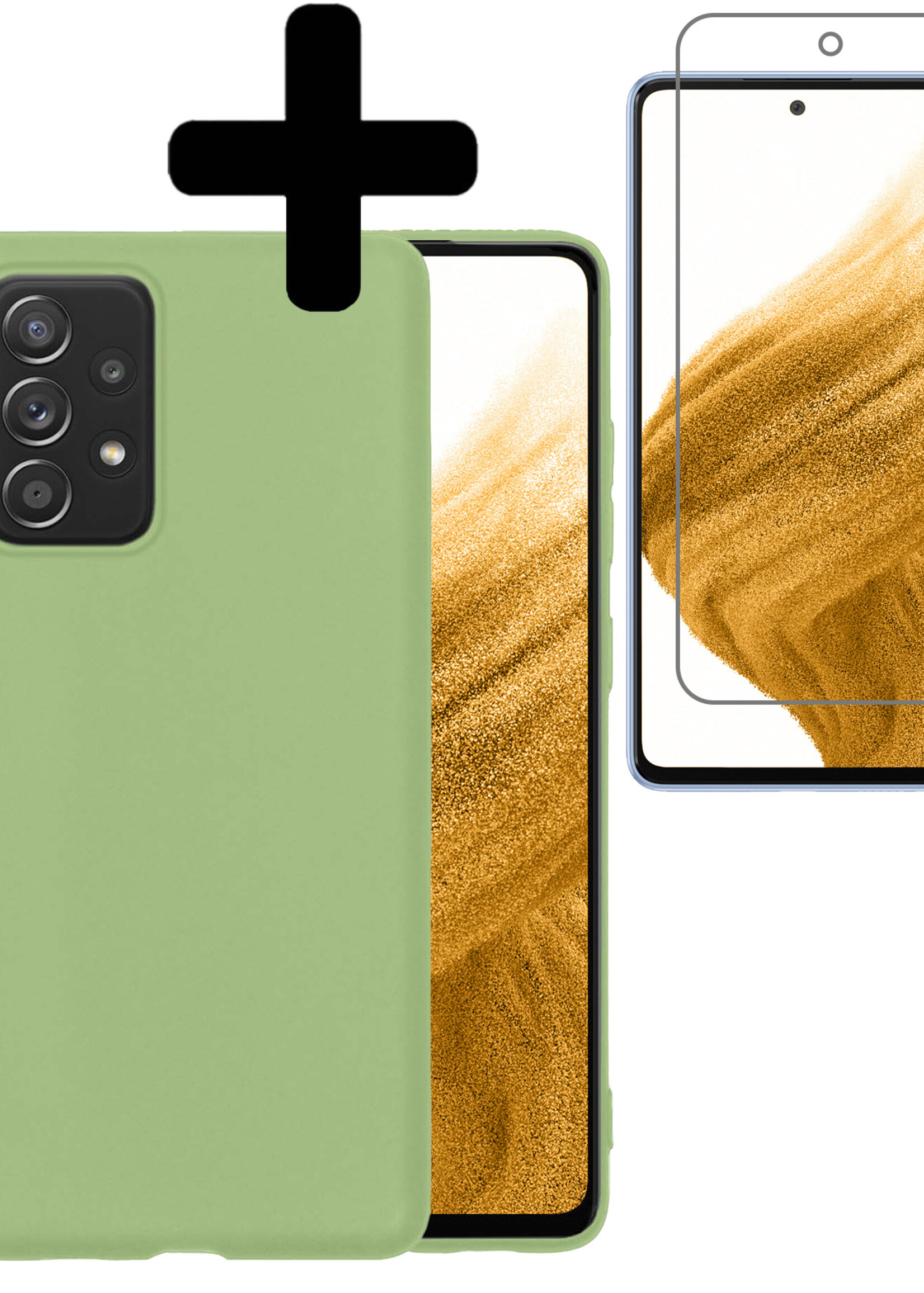 LUQ Hoesje Geschikt voor Samsung A53 Hoesje Siliconen Case Met Screenprotector - Hoes Geschikt voor Samsung Galaxy A53 Hoes Siliconen - Groen