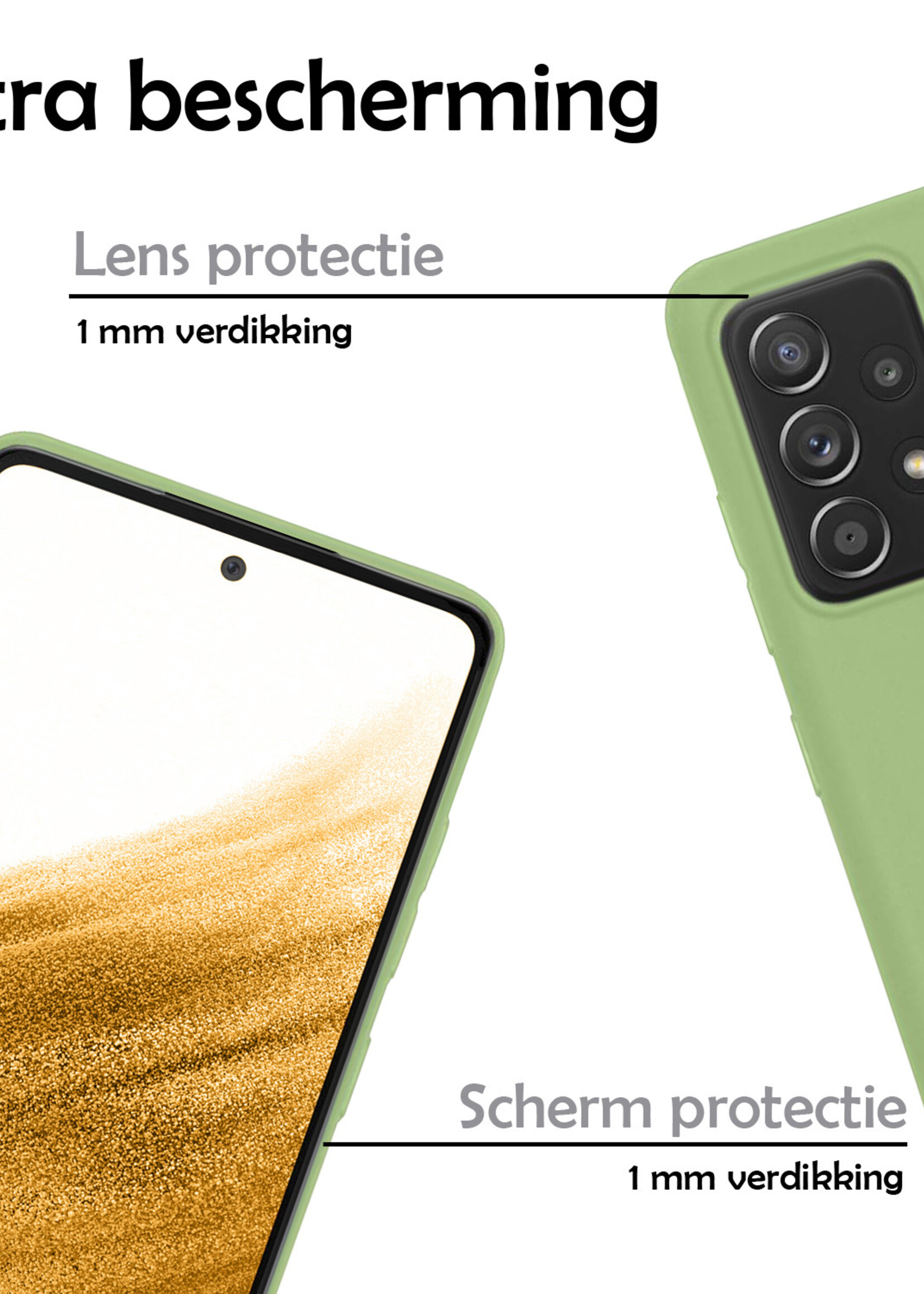 LUQ Hoesje Geschikt voor Samsung A53 Hoesje Siliconen Case Met Screenprotector - Hoes Geschikt voor Samsung Galaxy A53 Hoes Siliconen - Groen