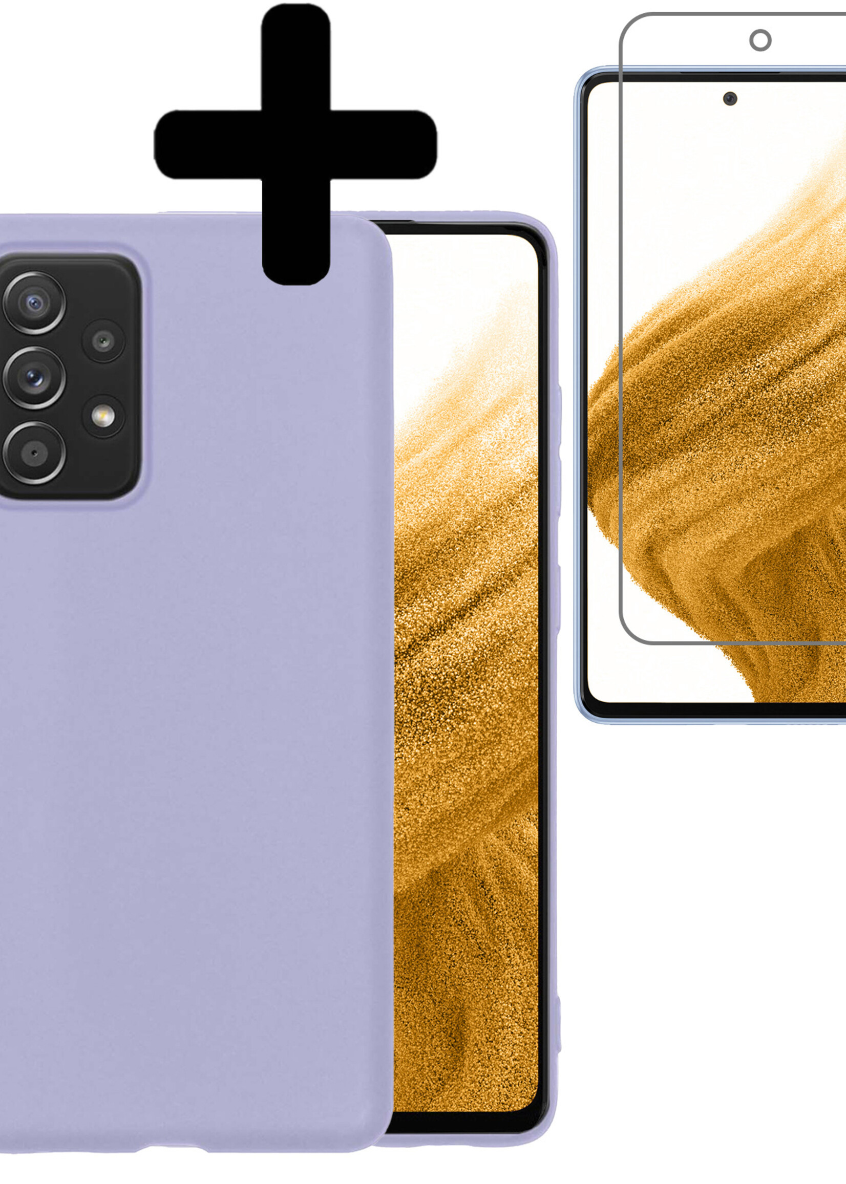 LUQ Hoesje Geschikt voor Samsung A53 Hoesje Siliconen Case Met Screenprotector - Hoes Geschikt voor Samsung Galaxy A53 Hoes Siliconen - Lila