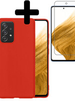 LUQ LUQ Samsung Galaxy A53 Hoesje Siliconen Met Screenprotector - Rood