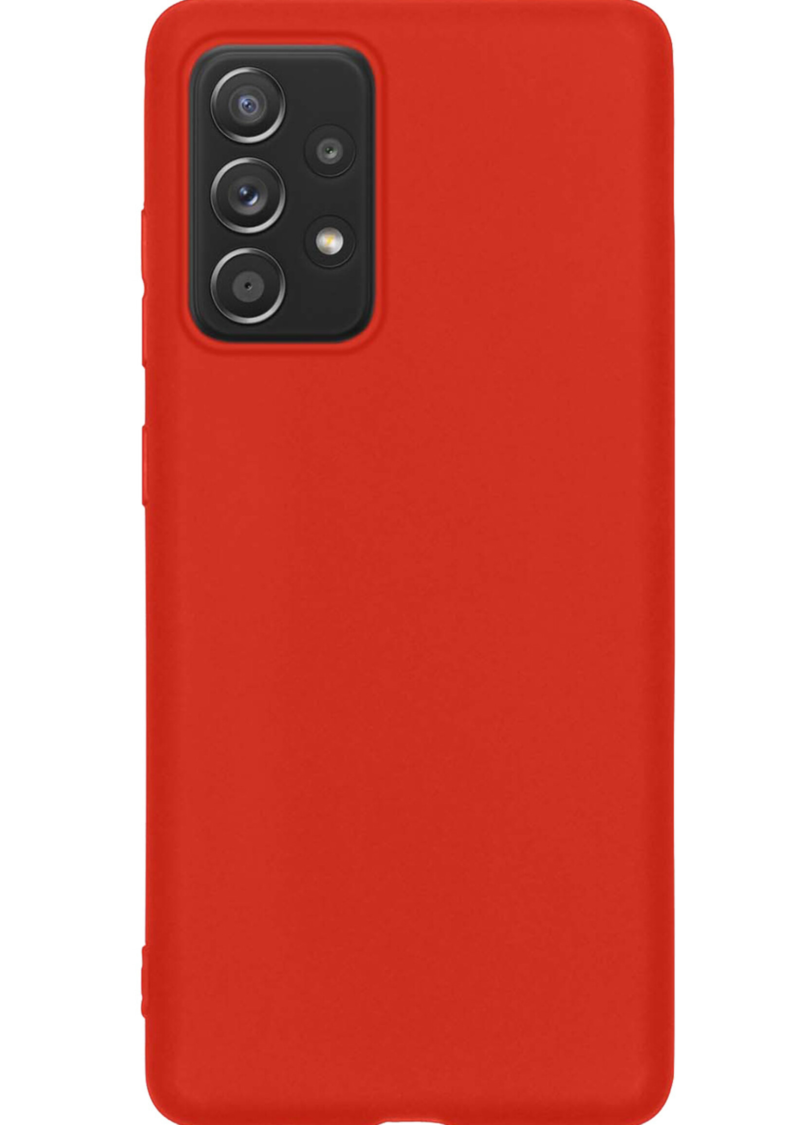 LUQ Hoesje Geschikt voor Samsung A53 Hoesje Siliconen Case Met Screenprotector - Hoes Geschikt voor Samsung Galaxy A53 Hoes Siliconen - Rood