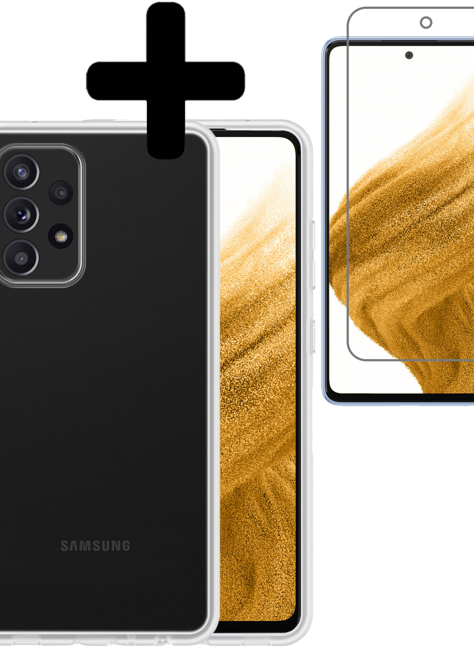 LUQ Hoesje Geschikt voor Samsung A53 Hoesje Siliconen Case Met Screenprotector - Hoes Geschikt voor Samsung Galaxy A53 Hoes Siliconen - Transparant