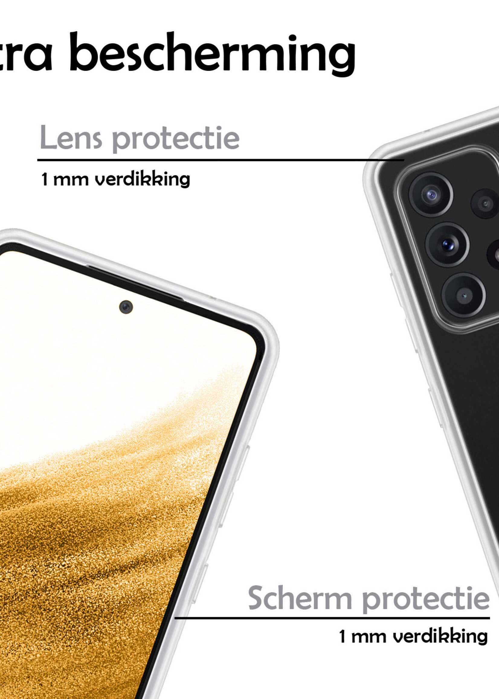 LUQ Hoesje Geschikt voor Samsung A53 Hoesje Siliconen Case Met Screenprotector - Hoes Geschikt voor Samsung Galaxy A53 Hoes Siliconen - Transparant