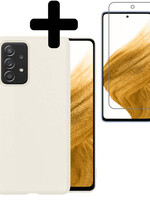 LUQ Samsung Galaxy A53 Hoesje Siliconen Met Screenprotector - Wit