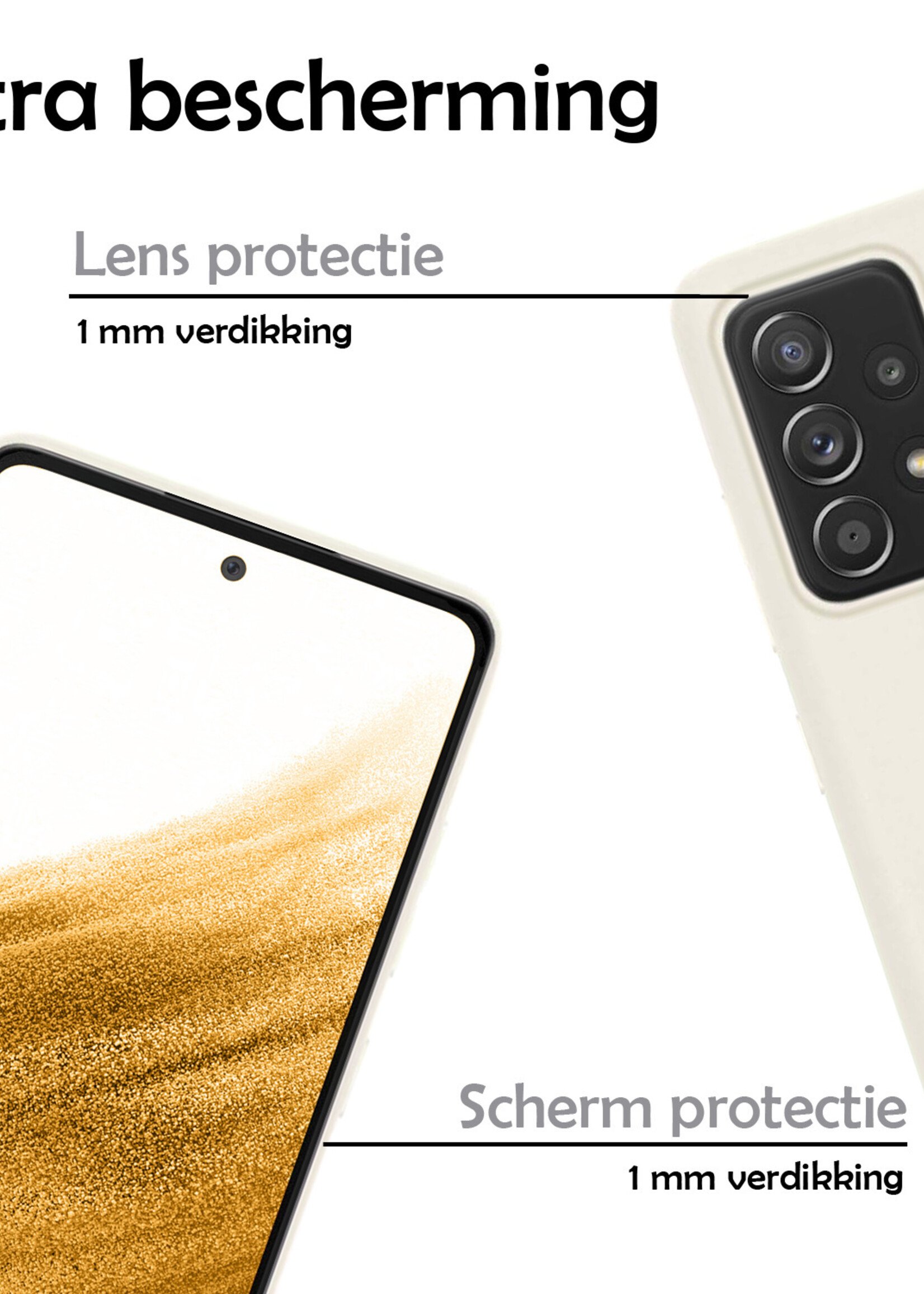 LUQ Hoesje Geschikt voor Samsung A53 Hoesje Siliconen Case Met Screenprotector - Hoes Geschikt voor Samsung Galaxy A53 Hoes Siliconen - Wit