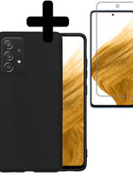 LUQ Samsung Galaxy A53 Hoesje Siliconen Met Screenprotector - Zwart