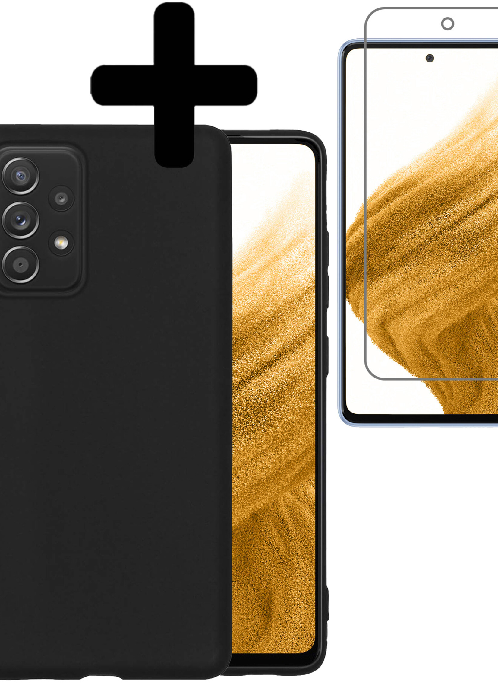 LUQ Hoesje Geschikt voor Samsung A53 Hoesje Siliconen Case Met Screenprotector - Hoes Geschikt voor Samsung Galaxy A53 Hoes Siliconen - Zwart