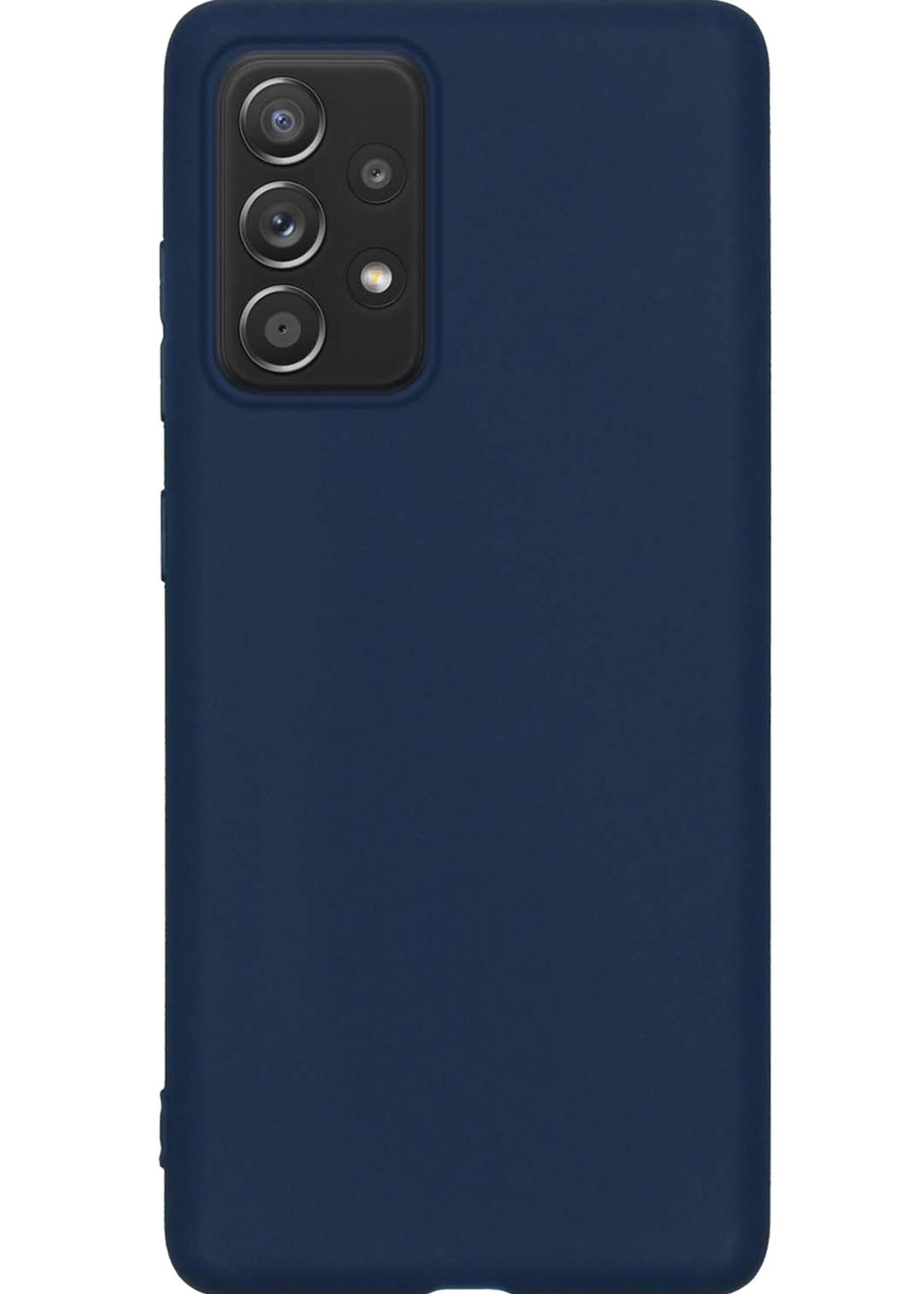 Hoesje Geschikt voor Samsung A53 Hoesje Siliconen Case Met 2x Screenprotector - Hoes Geschikt voor Samsung Galaxy A53 Hoes Siliconen - Donkerblauw