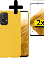 LUQ LUQ Samsung Galaxy A53 Hoesje Siliconen Met 2x Screenprotector - Geel