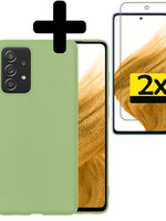 LUQ Samsung Galaxy A53 Hoesje Siliconen Met 2x Screenprotector - Groen