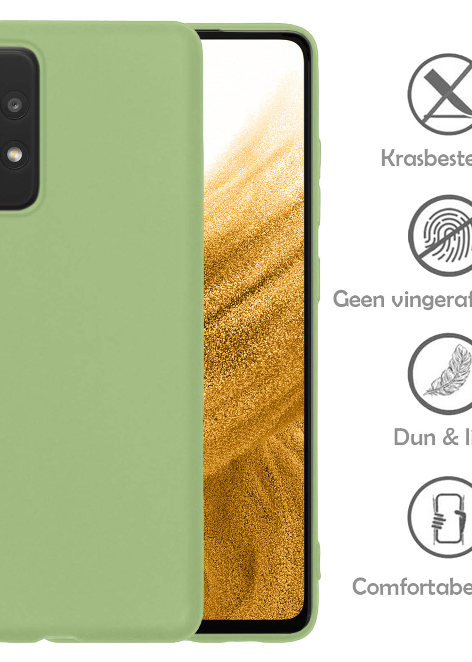 LUQ Hoesje Geschikt voor Samsung A53 Hoesje Siliconen Case Met 2x Screenprotector - Hoes Geschikt voor Samsung Galaxy A53 Hoes Siliconen - Groen