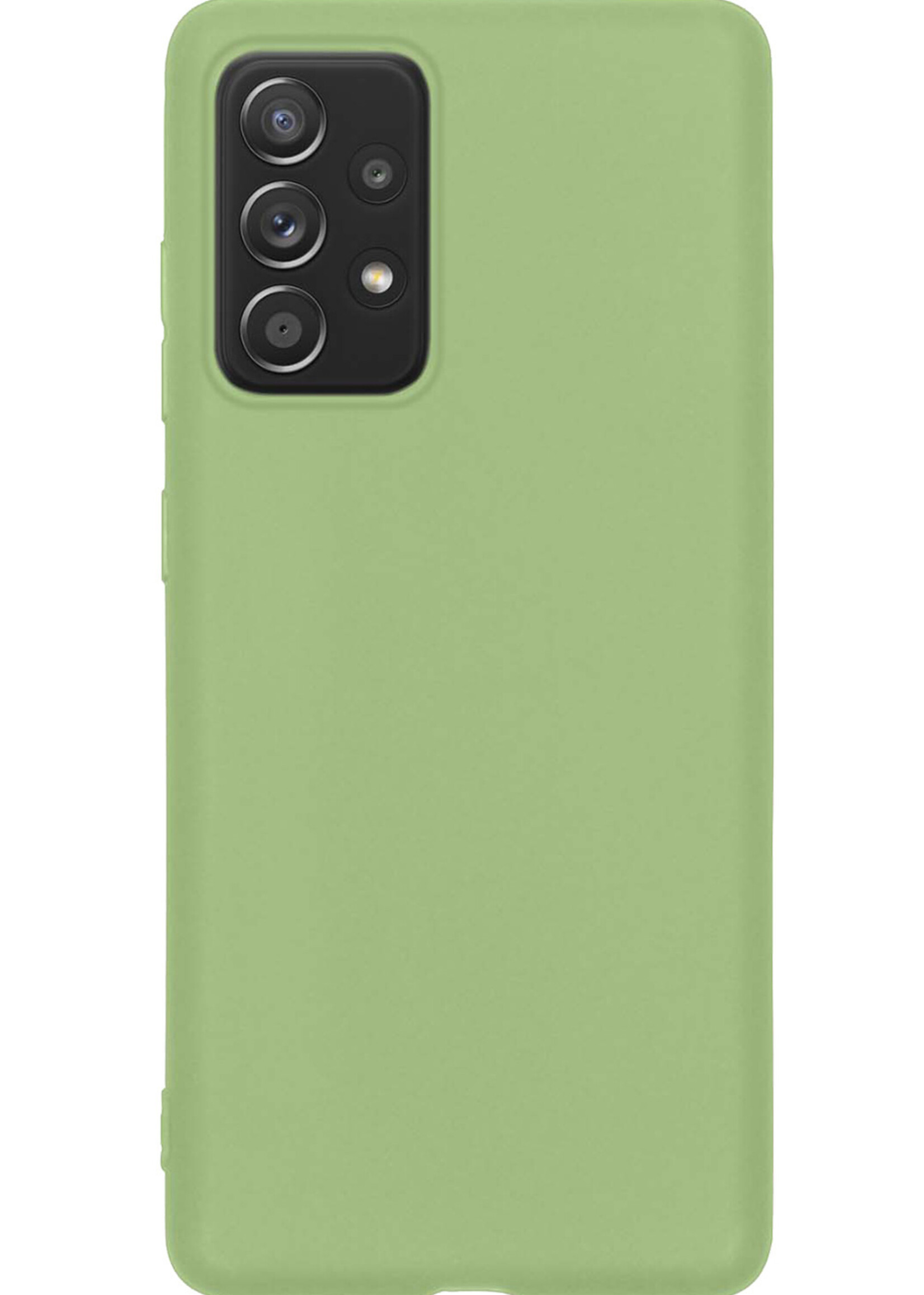 Hoesje Geschikt voor Samsung A53 Hoesje Siliconen Case Met 2x Screenprotector - Hoes Geschikt voor Samsung Galaxy A53 Hoes Siliconen - Groen