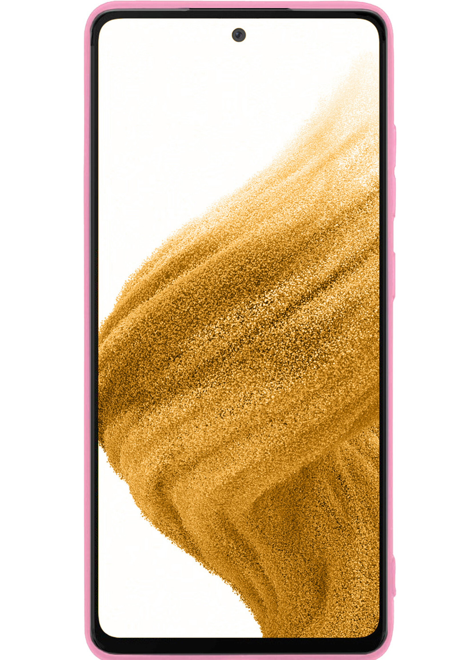 LUQ Hoesje Geschikt voor Samsung A53 Hoesje Siliconen Case Met 2x Screenprotector - Hoes Geschikt voor Samsung Galaxy A53 Hoes Siliconen - Lichtroze