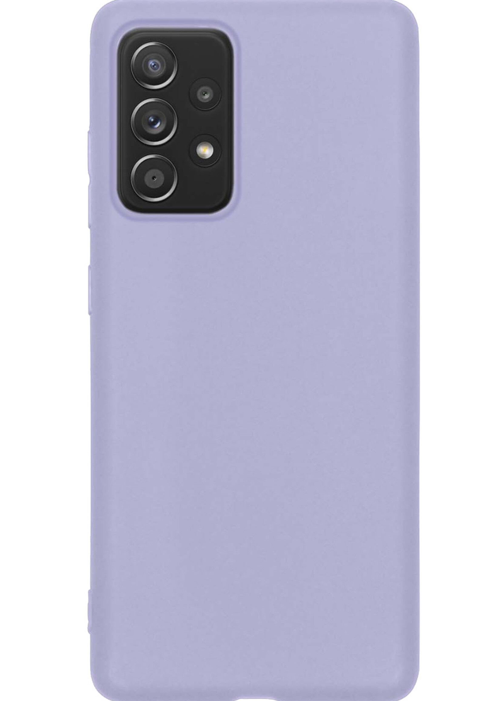 Hoesje Geschikt voor Samsung A53 Hoesje Siliconen Case Met 2x Screenprotector - Hoes Geschikt voor Samsung Galaxy A53 Hoes Siliconen - Lila