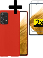 LUQ Samsung Galaxy A53 Hoesje Siliconen Met 2x Screenprotector - Rood