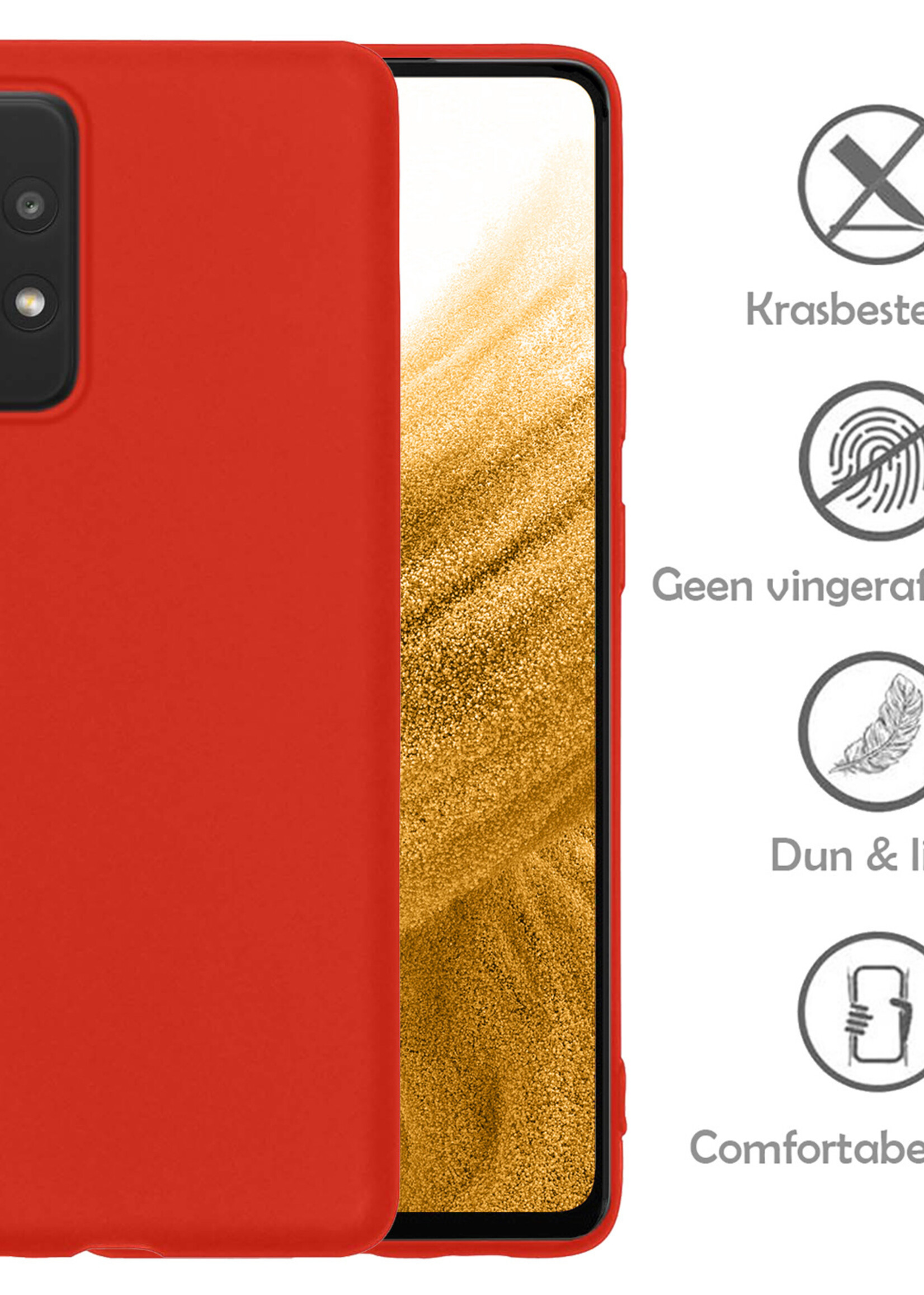 LUQ Hoesje Geschikt voor Samsung A53 Hoesje Siliconen Case Met 2x Screenprotector - Hoes Geschikt voor Samsung Galaxy A53 Hoes Siliconen - Rood