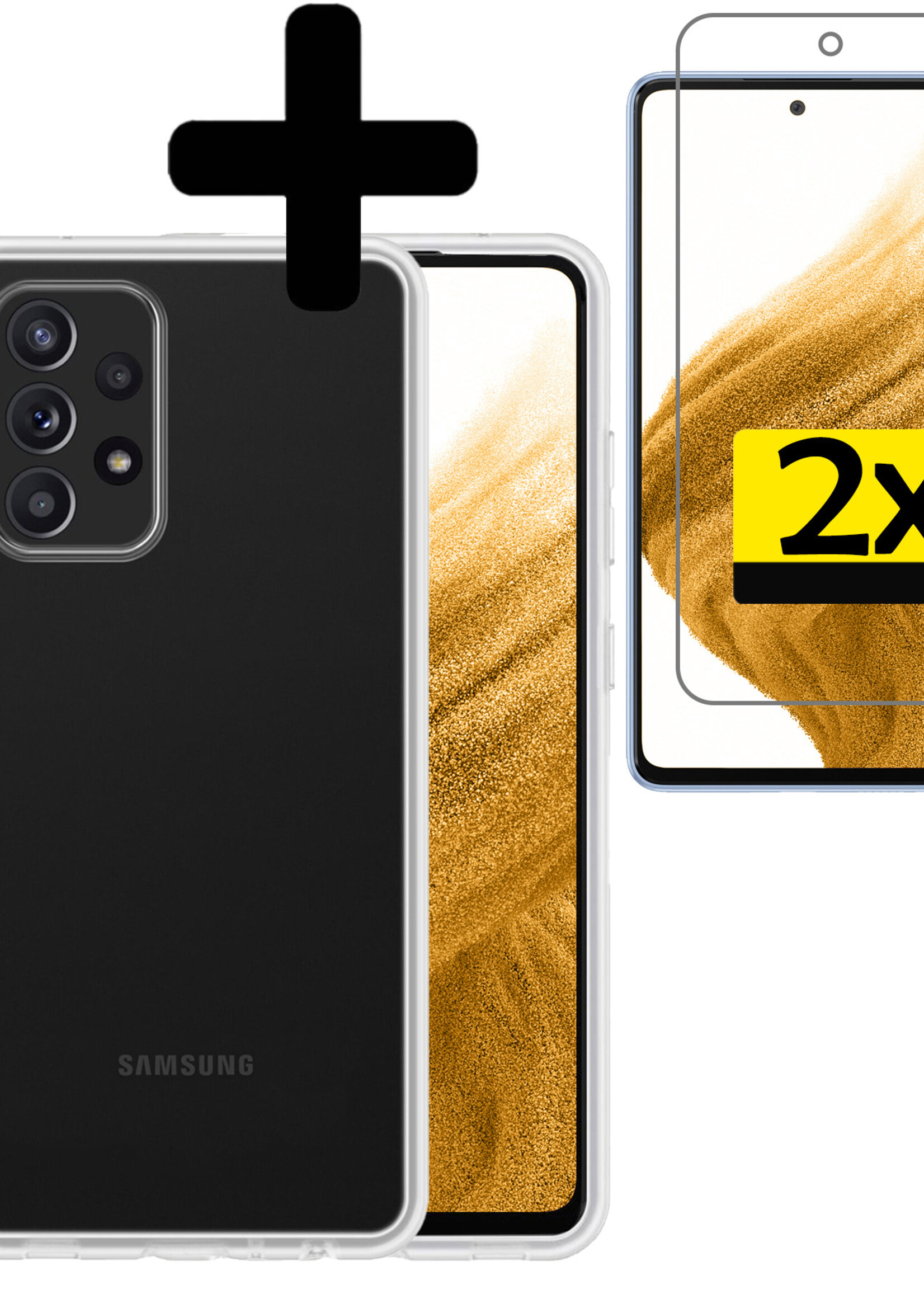 Hoesje Geschikt voor Samsung A53 Hoesje Siliconen Case Met 2x Screenprotector - Hoes Geschikt voor Samsung Galaxy A53 Hoes Siliconen - Transparant