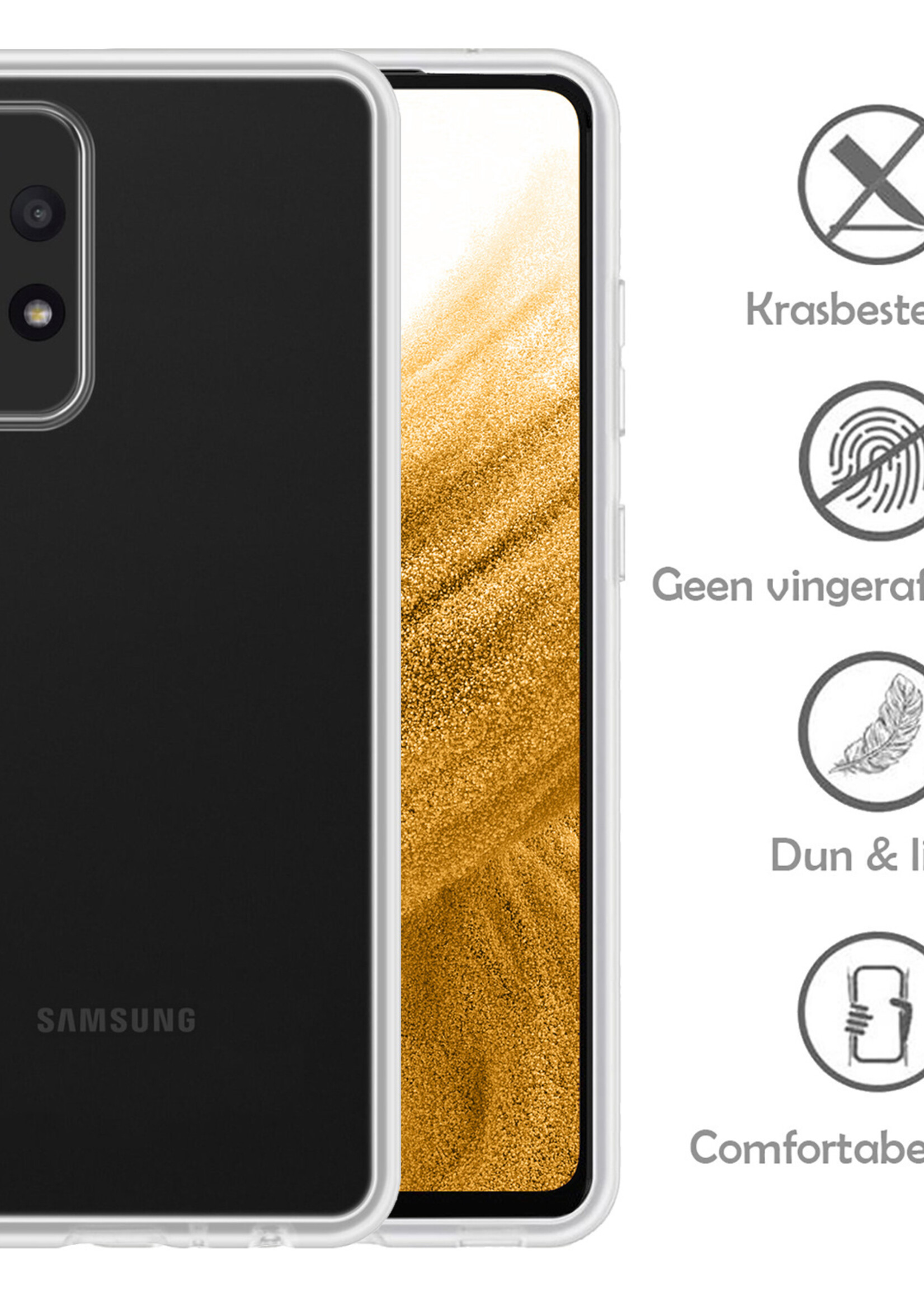 LUQ Hoesje Geschikt voor Samsung A53 Hoesje Siliconen Case Met 2x Screenprotector - Hoes Geschikt voor Samsung Galaxy A53 Hoes Siliconen - Transparant