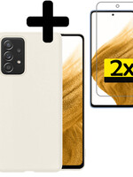 LUQ Samsung Galaxy A53 Hoesje Siliconen Met 2x Screenprotector - Wit