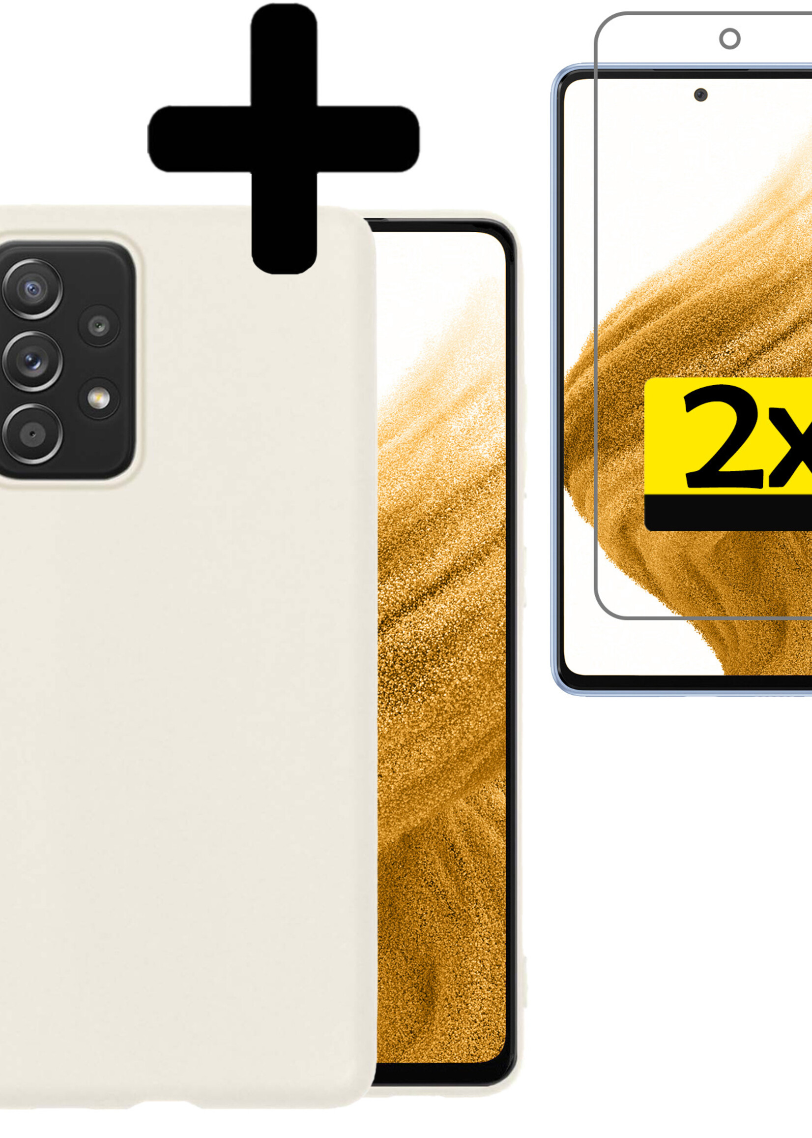 LUQ Hoesje Geschikt voor Samsung A53 Hoesje Siliconen Case Met 2x Screenprotector - Hoes Geschikt voor Samsung Galaxy A53 Hoes Siliconen - Wit