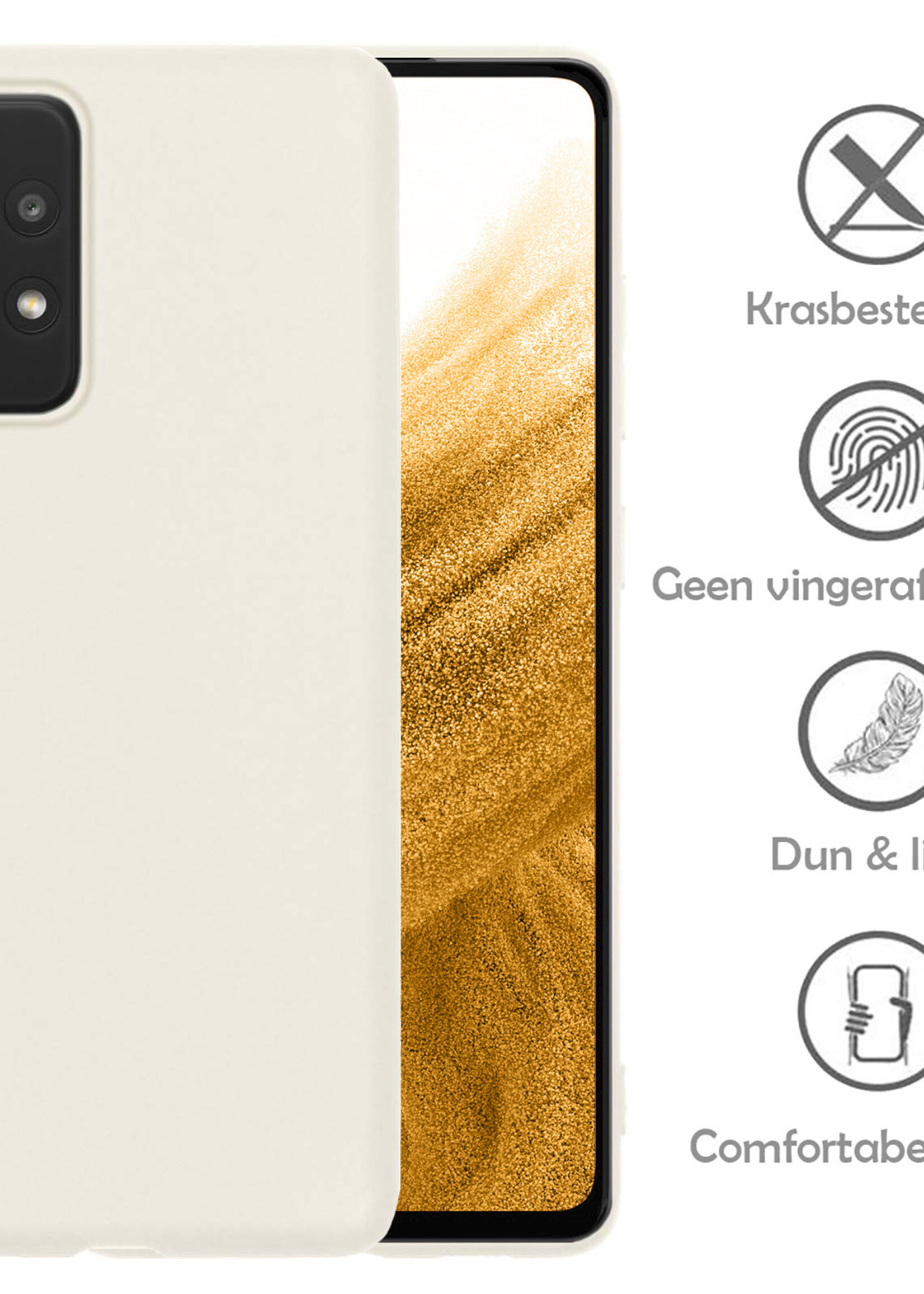 LUQ Hoesje Geschikt voor Samsung A53 Hoesje Siliconen Case Met 2x Screenprotector - Hoes Geschikt voor Samsung Galaxy A53 Hoes Siliconen - Wit