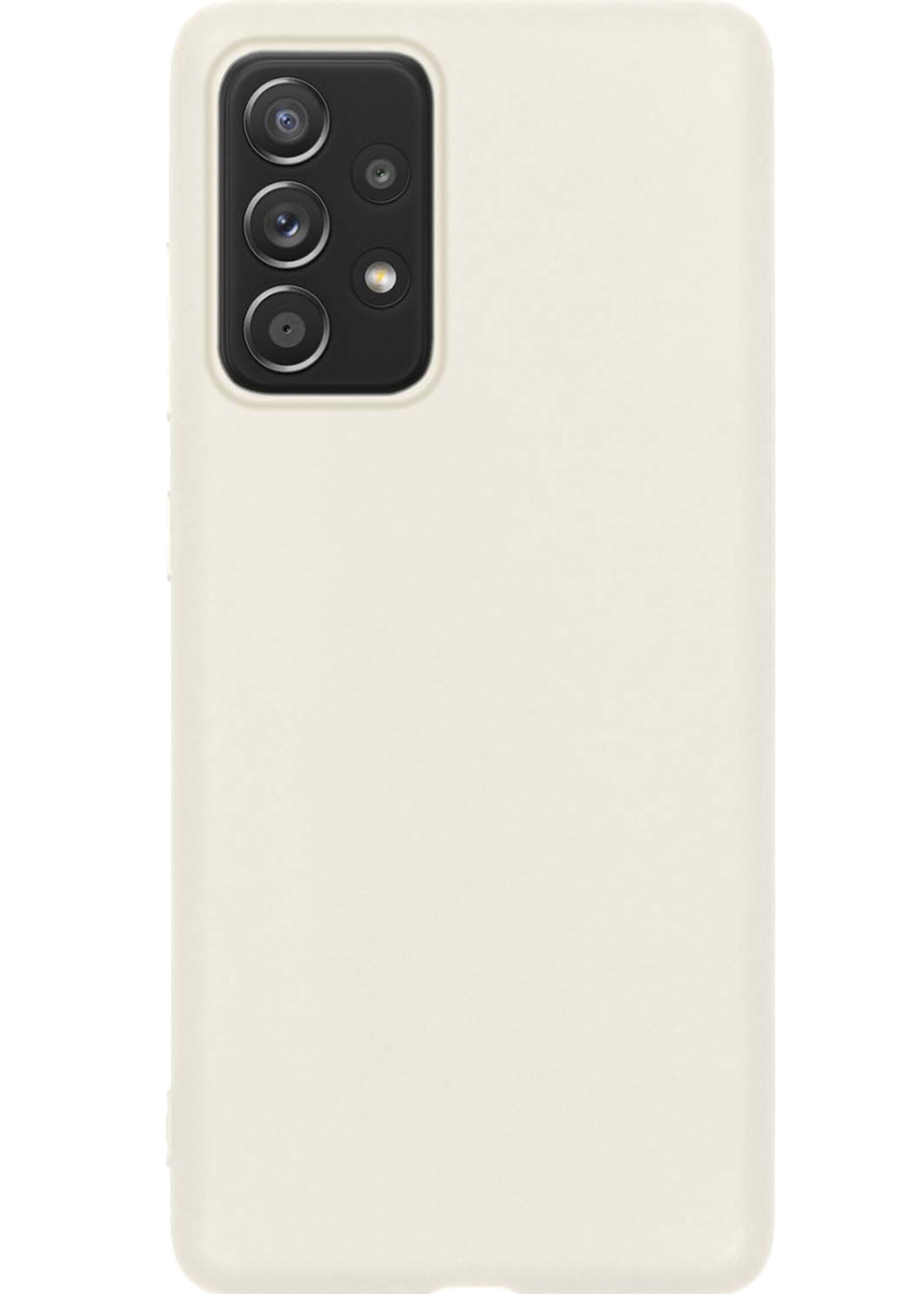 Hoesje Geschikt voor Samsung A53 Hoesje Siliconen Case Met 2x Screenprotector - Hoes Geschikt voor Samsung Galaxy A53 Hoes Siliconen - Wit