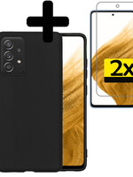LUQ Samsung Galaxy A53 Hoesje Siliconen Met 2x Screenprotector - Zwart