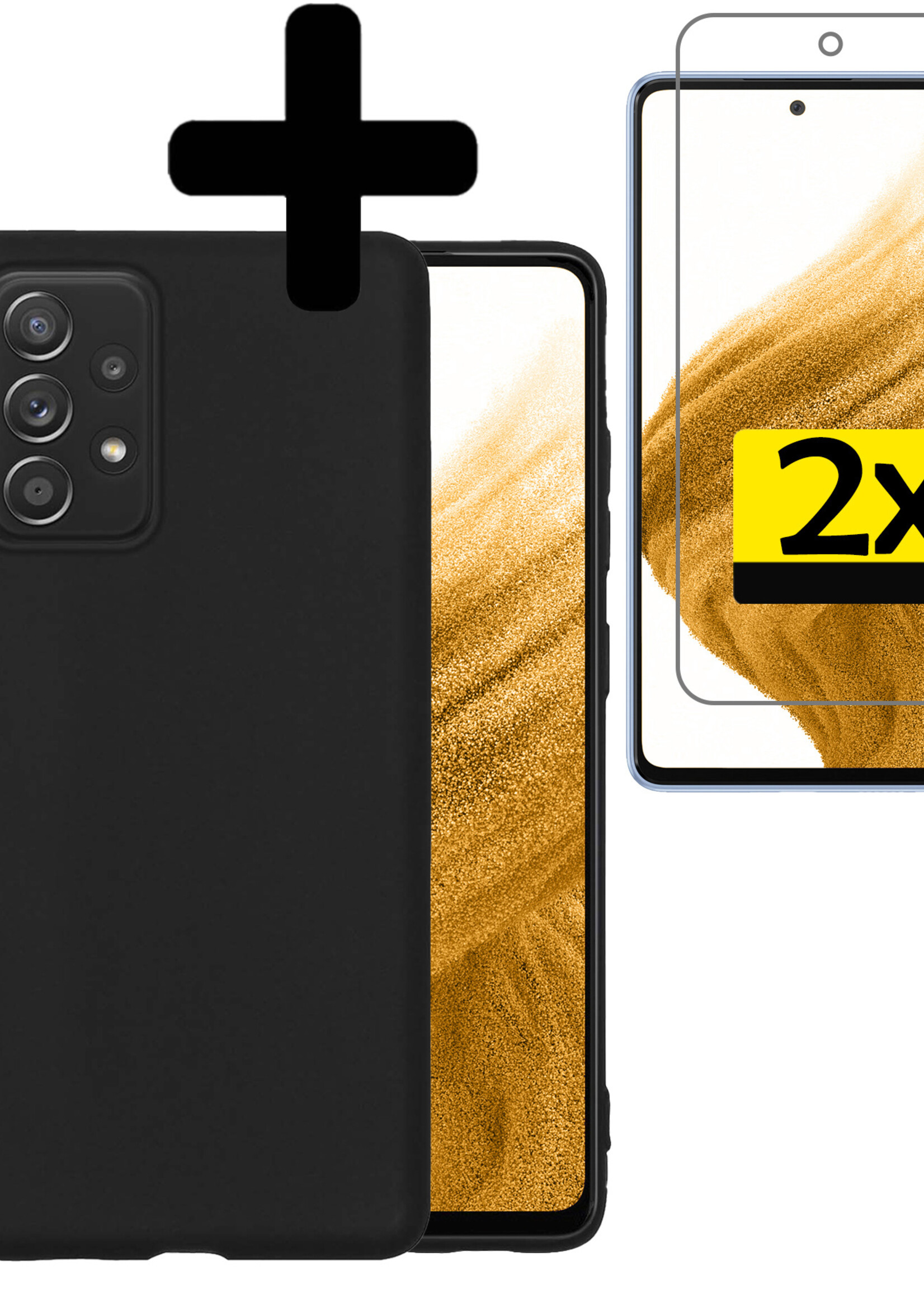 LUQ Hoesje Geschikt voor Samsung A53 Hoesje Siliconen Case Met 2x Screenprotector - Hoes Geschikt voor Samsung Galaxy A53 Hoes Siliconen - Zwart