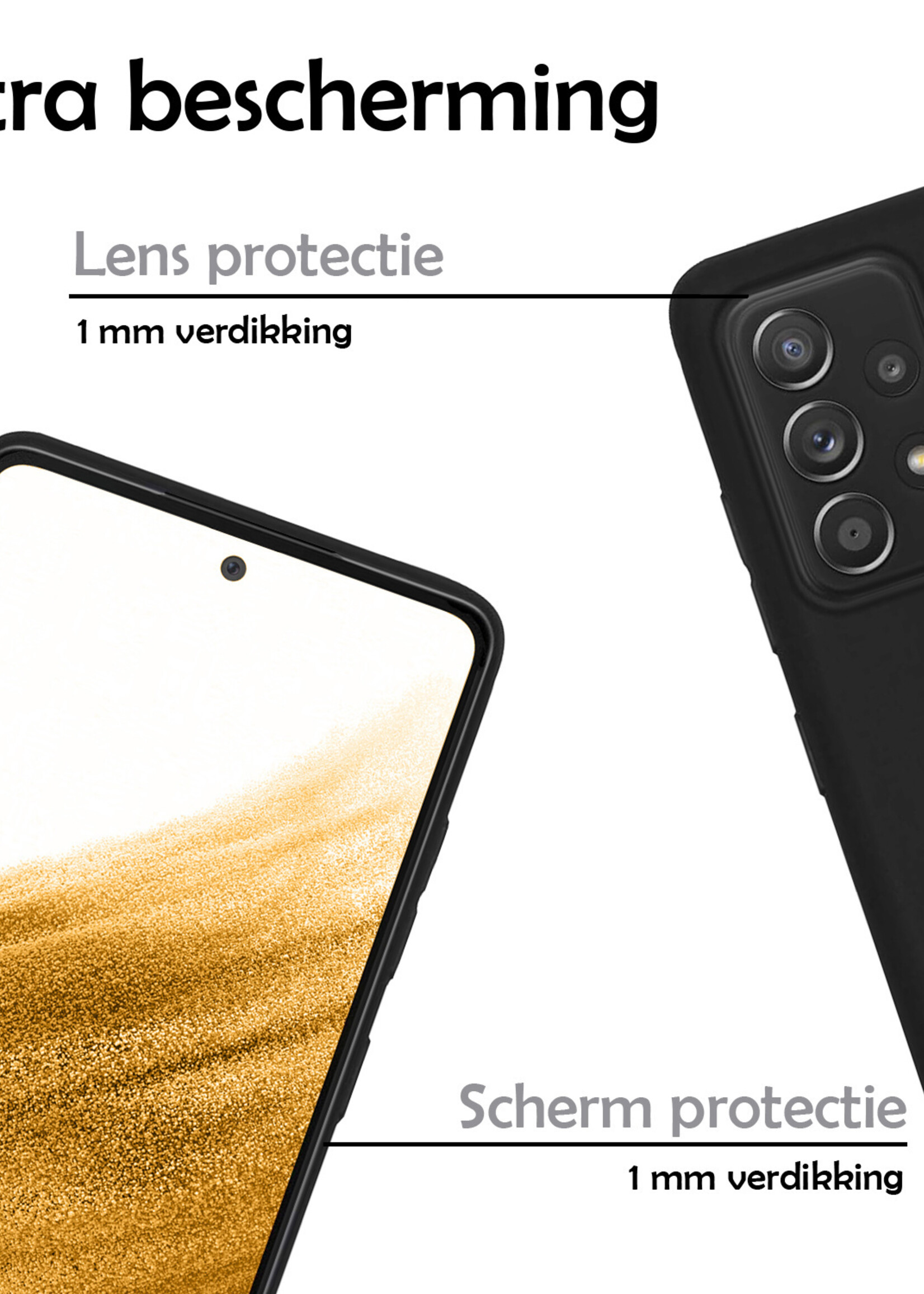 LUQ Hoesje Geschikt voor Samsung A53 Hoesje Siliconen Case Met 2x Screenprotector - Hoes Geschikt voor Samsung Galaxy A53 Hoes Siliconen - Zwart