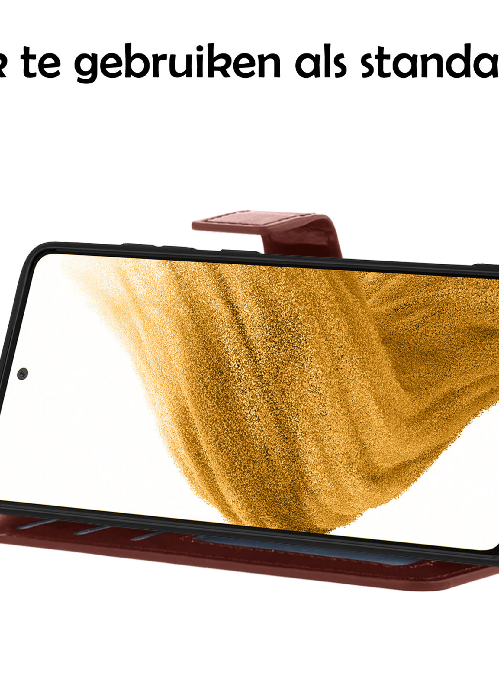 LUQ Hoesje Geschikt voor Samsung A53 Hoesje Book Case Hoes Wallet Cover Met Screenprotector - Hoes Geschikt voor Samsung Galaxy A53 Hoesje Bookcase Hoes - Bruin