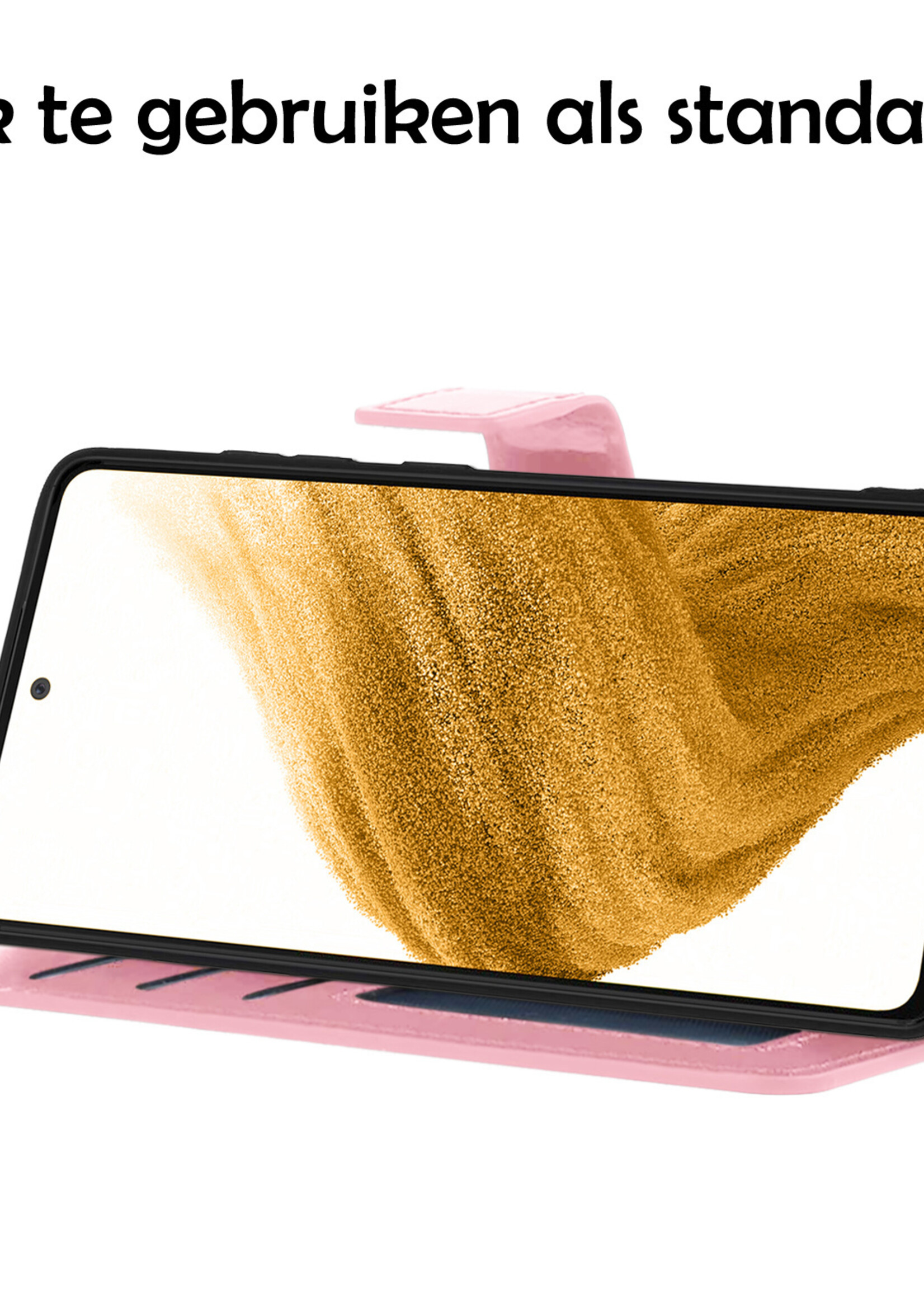 LUQ Hoesje Geschikt voor Samsung A53 Hoesje Book Case Hoes Wallet Cover Met Screenprotector - Hoes Geschikt voor Samsung Galaxy A53 Hoesje Bookcase Hoes - Lichtroze