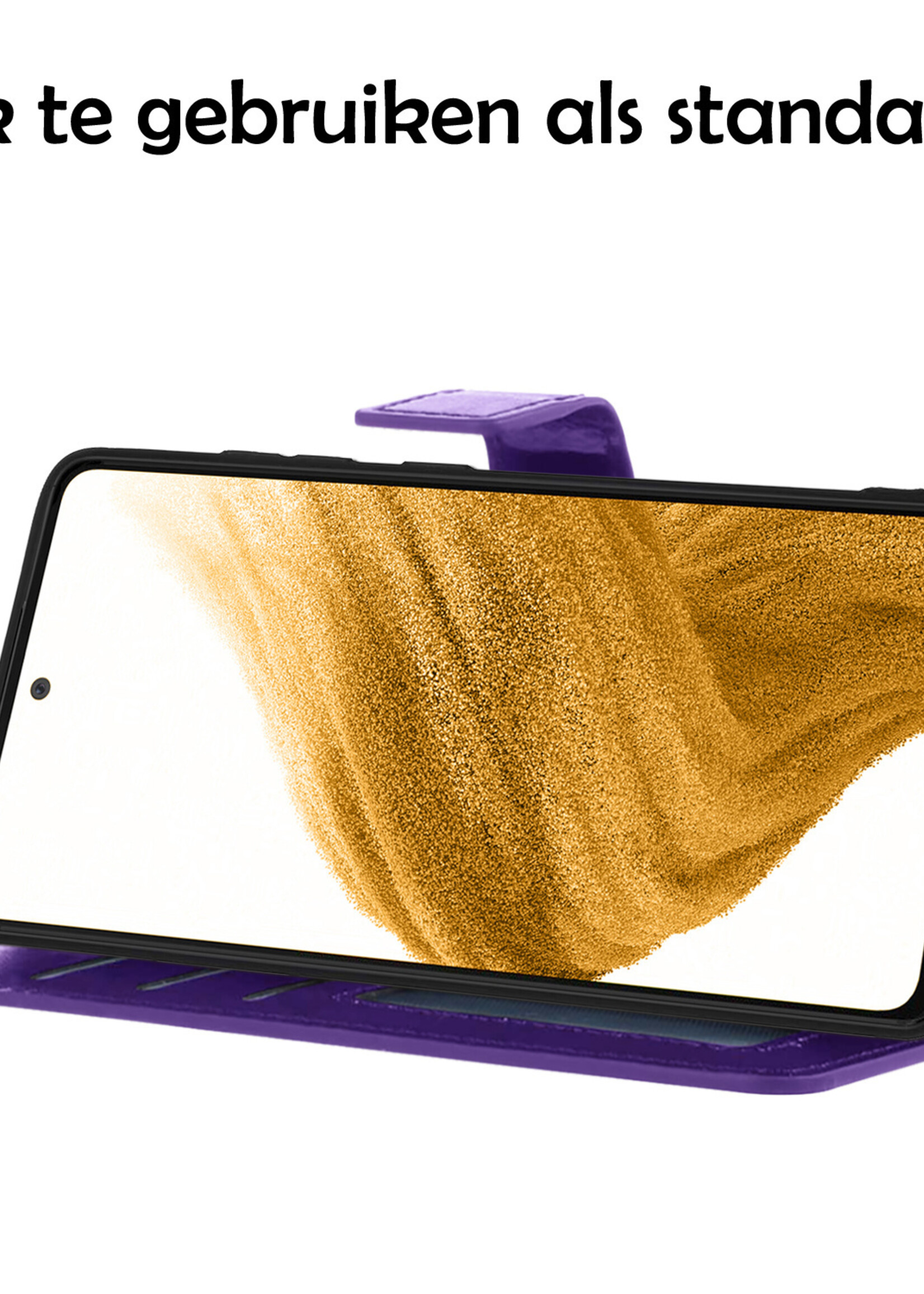 LUQ Hoesje Geschikt voor Samsung A53 Hoesje Book Case Hoes Wallet Cover Met Screenprotector - Hoes Geschikt voor Samsung Galaxy A53 Hoesje Bookcase Hoes - Paars