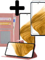 LUQ LUQ Samsung Galaxy A53 Hoesje Bookcase Rose goud Met Screenprotector
