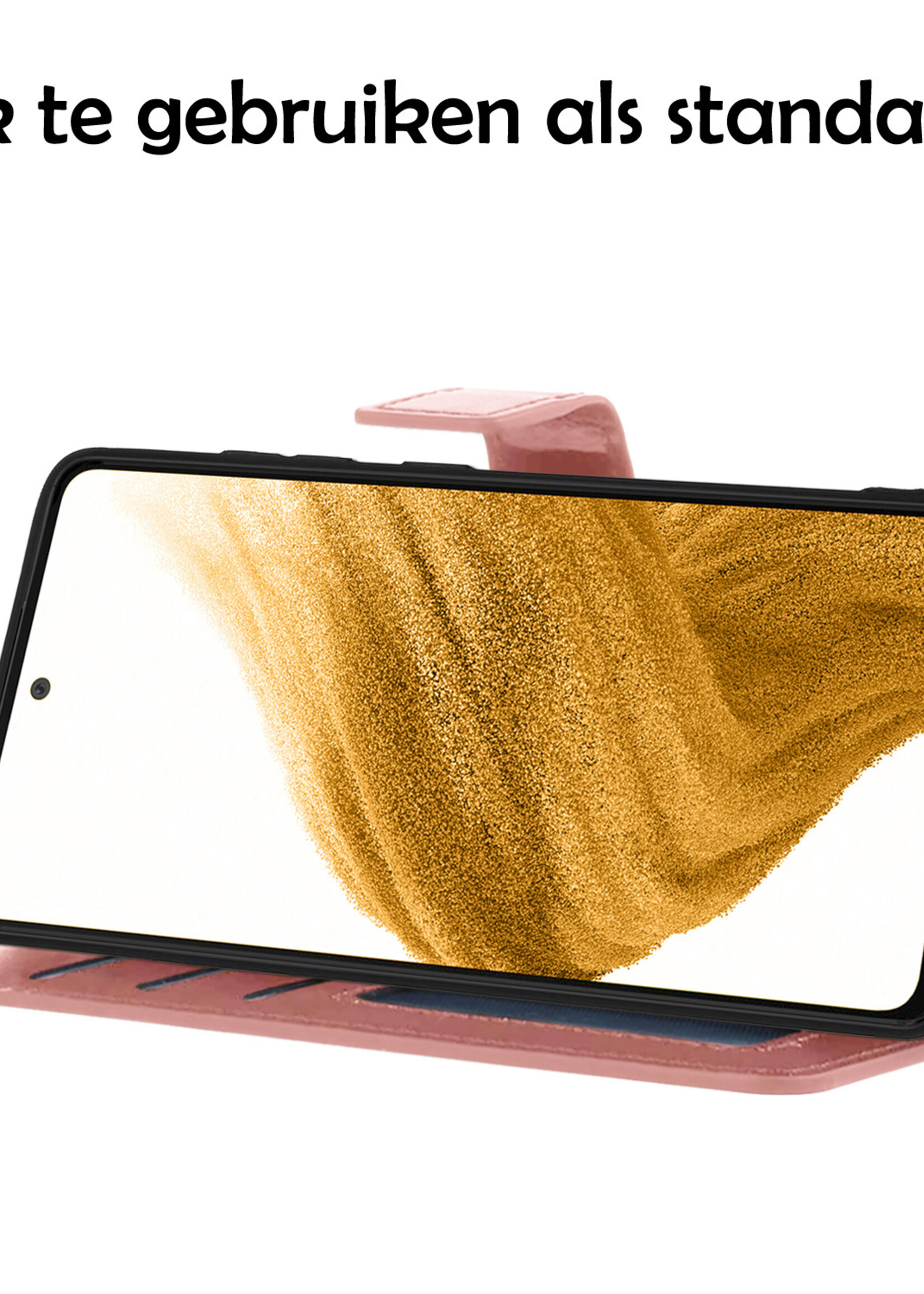 LUQ Hoesje Geschikt voor Samsung A53 Hoesje Book Case Hoes Wallet Cover Met Screenprotector - Hoes Geschikt voor Samsung Galaxy A53 Hoesje Bookcase Hoes - Rosé goud