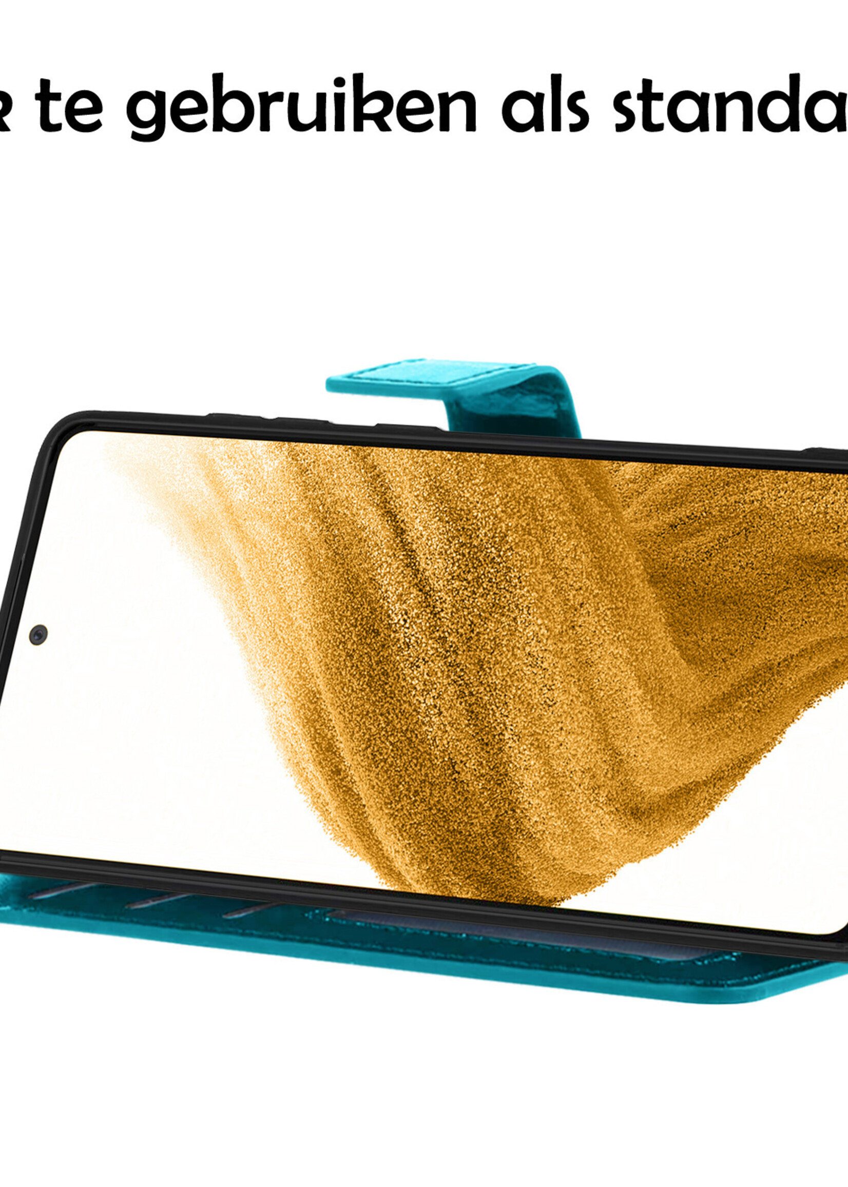 LUQ Hoesje Geschikt voor Samsung A53 Hoesje Book Case Hoes Wallet Cover Met Screenprotector - Hoes Geschikt voor Samsung Galaxy A53 Hoesje Bookcase Hoes - Turquoise