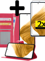 LUQ LUQ Samsung Galaxy A53 Hoesje Bookcase Donkerroze Met 2x Screenprotector