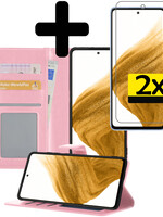 LUQ LUQ Samsung Galaxy A53 Hoesje Bookcase Lichtroze Met 2x Screenprotector