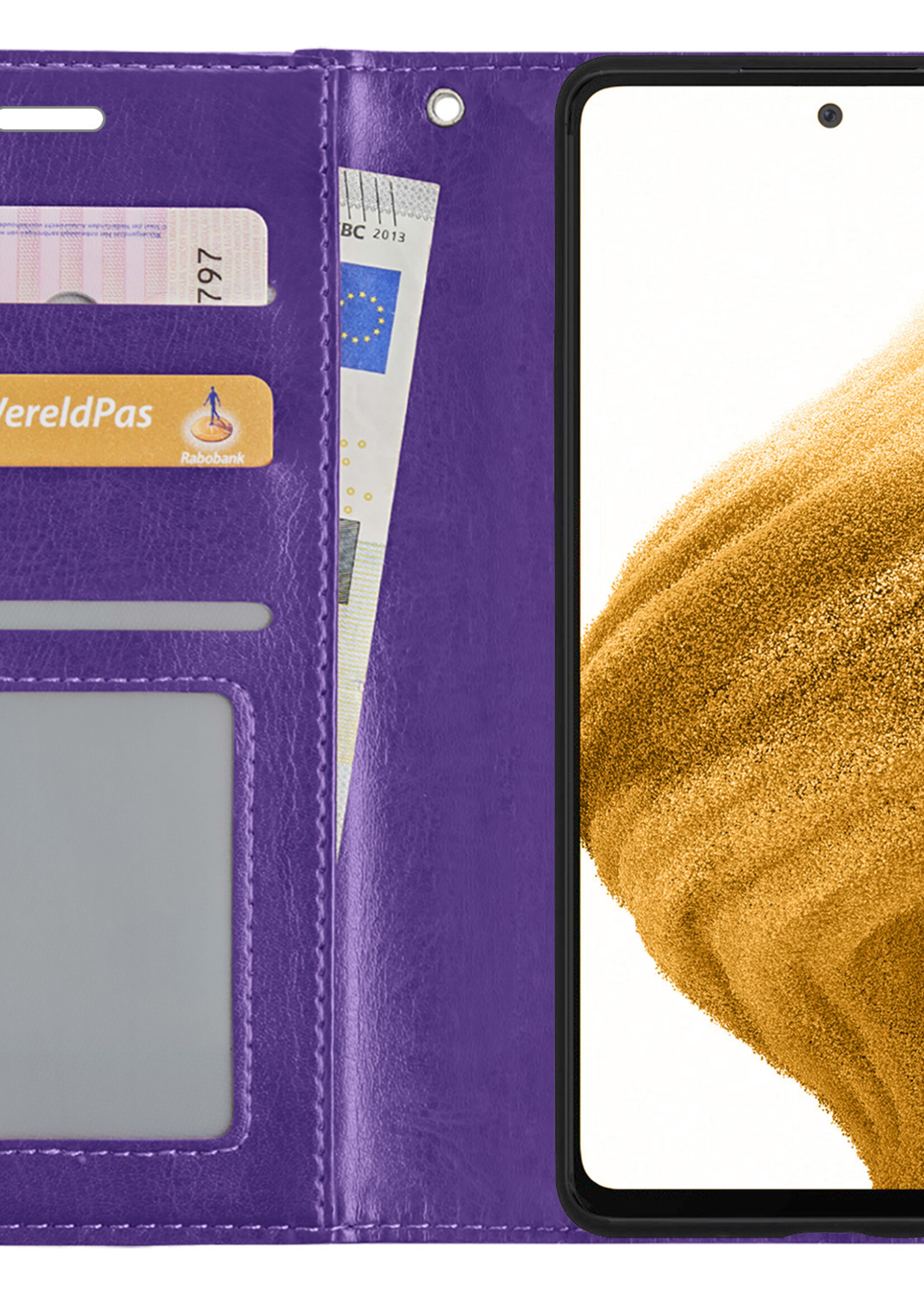 LUQ Hoesje Geschikt voor Samsung S21 Hoesje Book Case Hoes Wallet Cover Met 2x Screenprotector - Hoes Geschikt voor Samsung Galaxy S21 Hoesje Bookcase Hoes - Paars