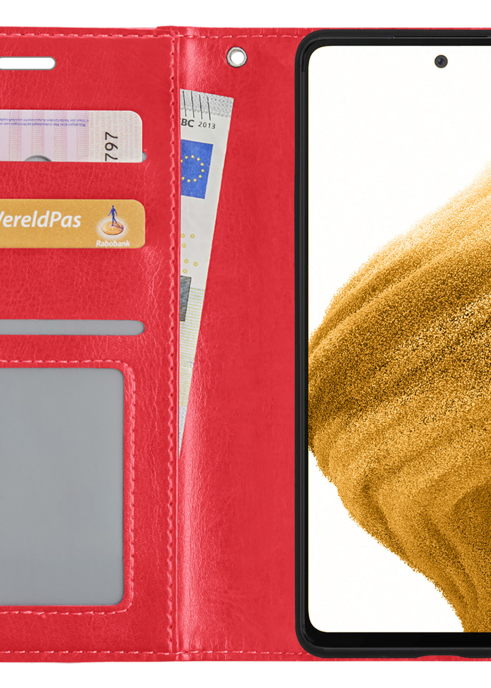 LUQ Hoesje Geschikt voor Samsung S21 Hoesje Book Case Hoes Wallet Cover Met 2x Screenprotector - Hoes Geschikt voor Samsung Galaxy S21 Hoesje Bookcase Hoes - Rood