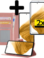 LUQ LUQ Samsung Galaxy A53 Hoesje Bookcase Rose goud Met 2x Screenprotector