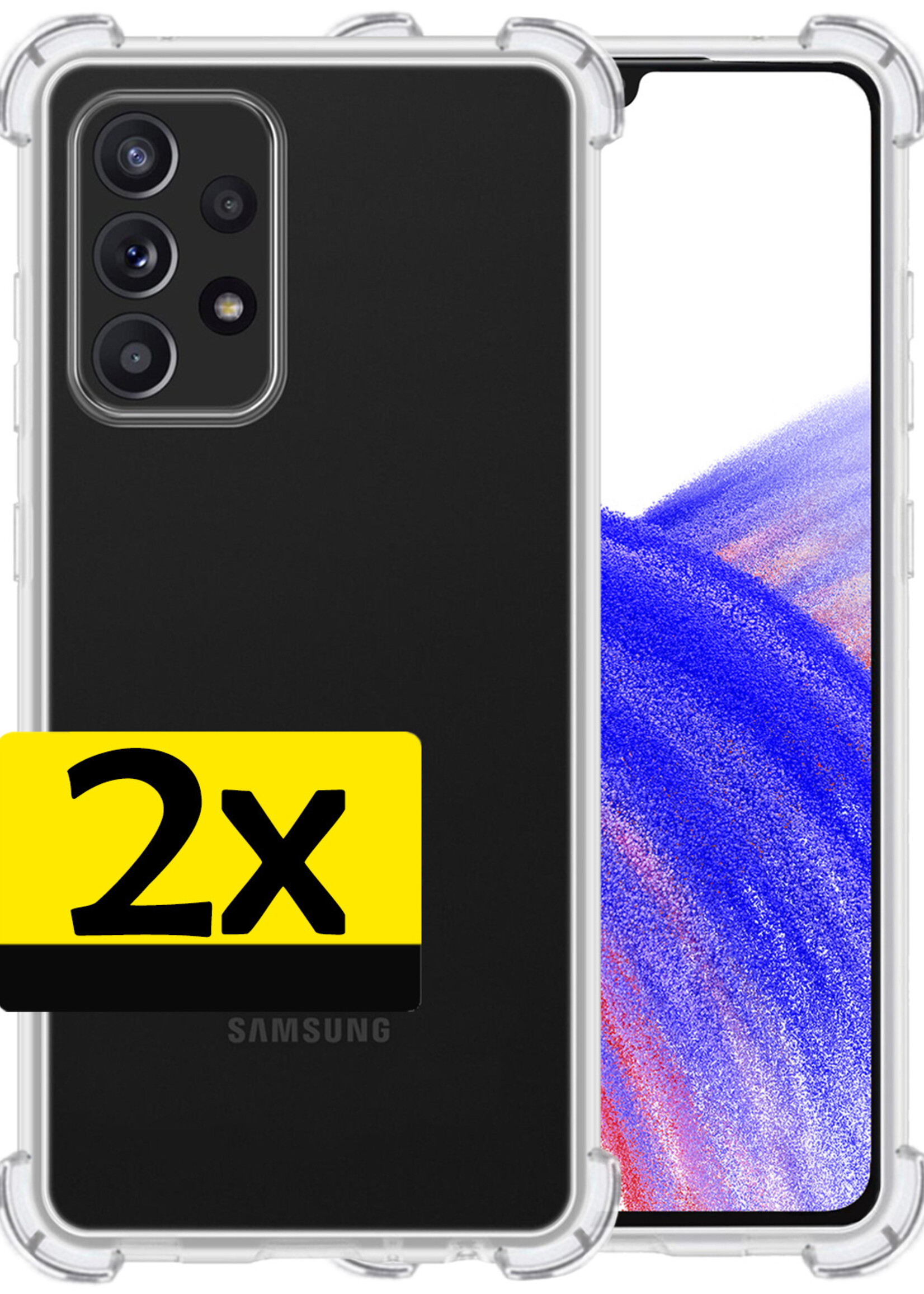 LUQ Hoesje Geschikt voor Samsung A33 Hoesje Shockproof Case Siliconen - Hoes Geschikt voor Samsung Galaxy A33 Hoes Cover Siliconen - Transparant - 2 Stuks